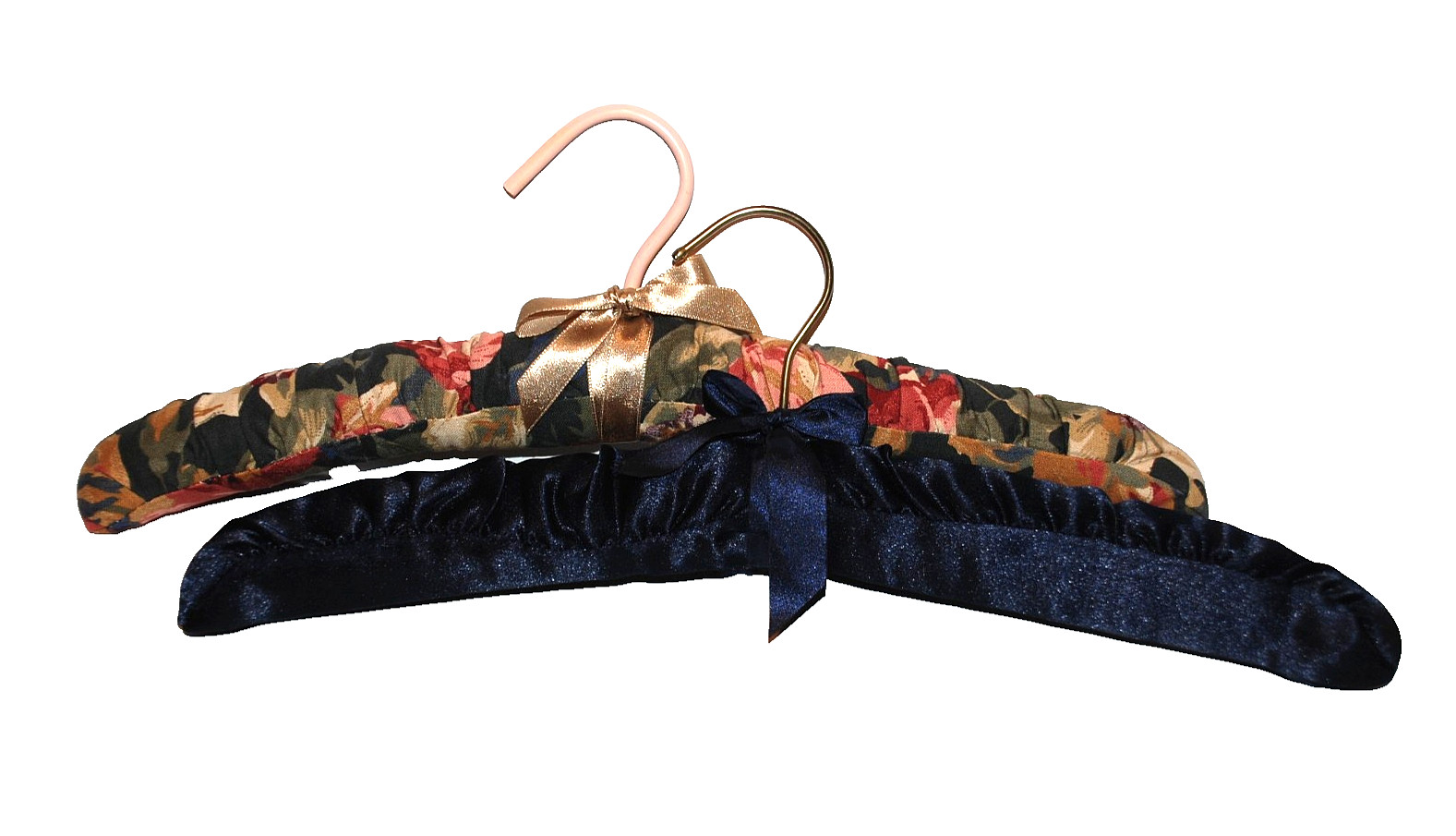 Satin Fabric Padded Lingerie Clothes Hangers Ribbon Unbranded Set of 8 Vintage