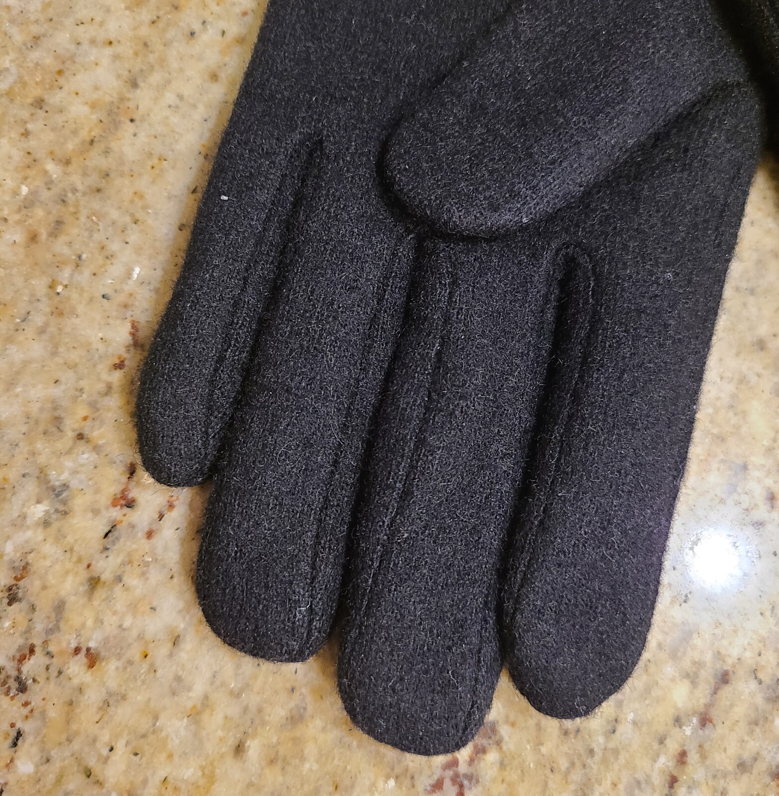 New! Size L XL Black Wool Tight Knit Leather Wrist Velvet Lined 9.5″ Gloves