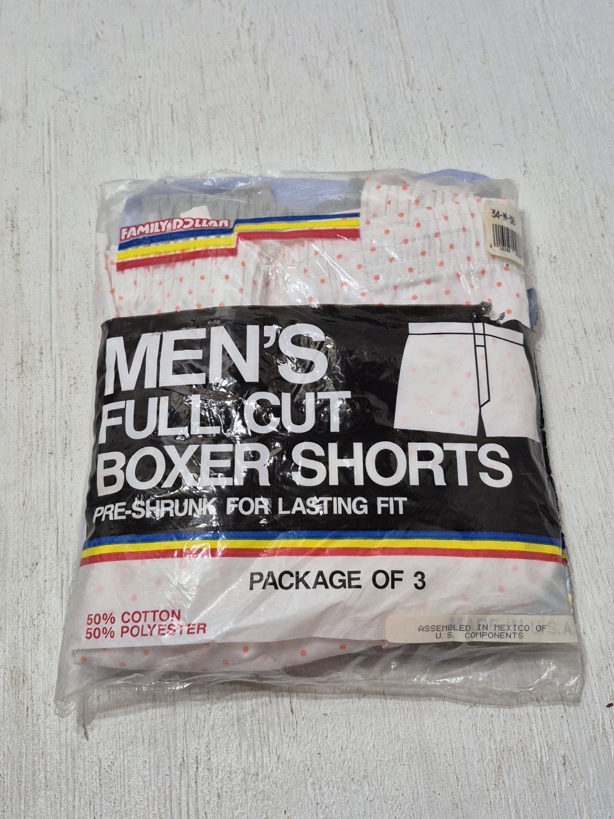 Vintage 90s Mens Full Cut Boxer Shorts NOS 3 Pack Package Medium 34-36 Underwear