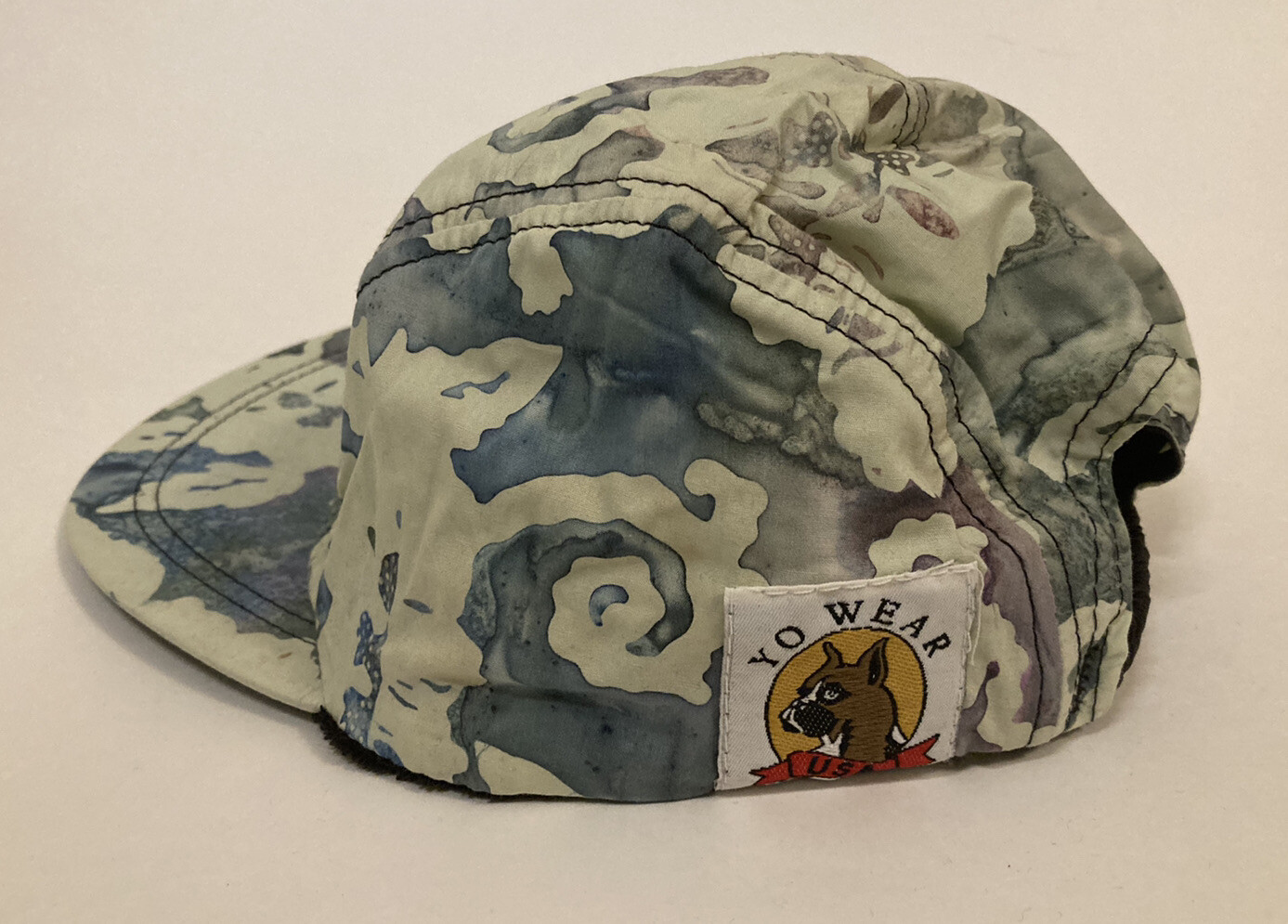 Vintage Yo Wear Maxx Boxer 5 Panel Hat Skater Green Purple Watercolor