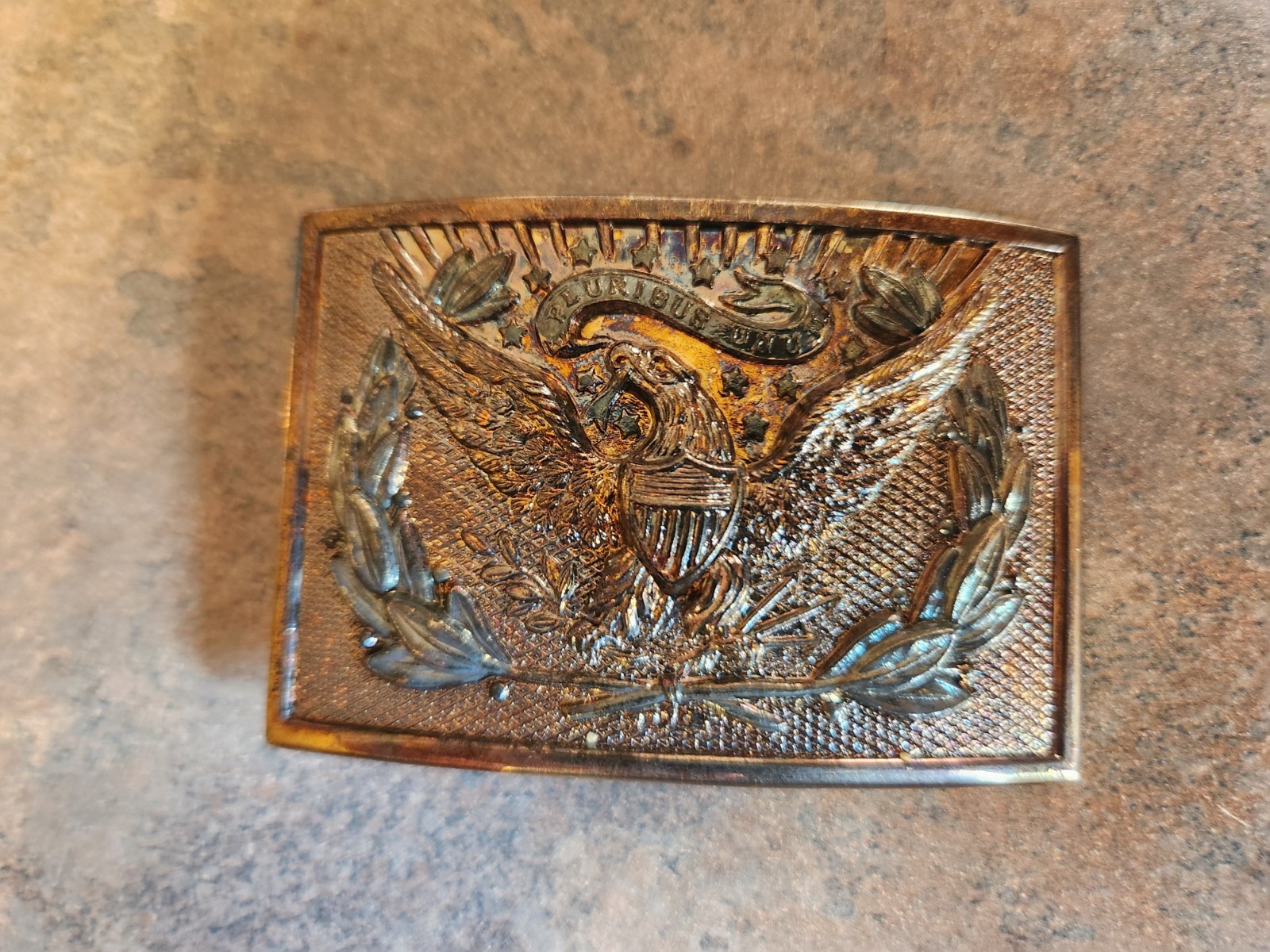 Vintage 1970s US Great Seal Eagle Brass Belt Buckle Bicentennial E Pluribus Unum
