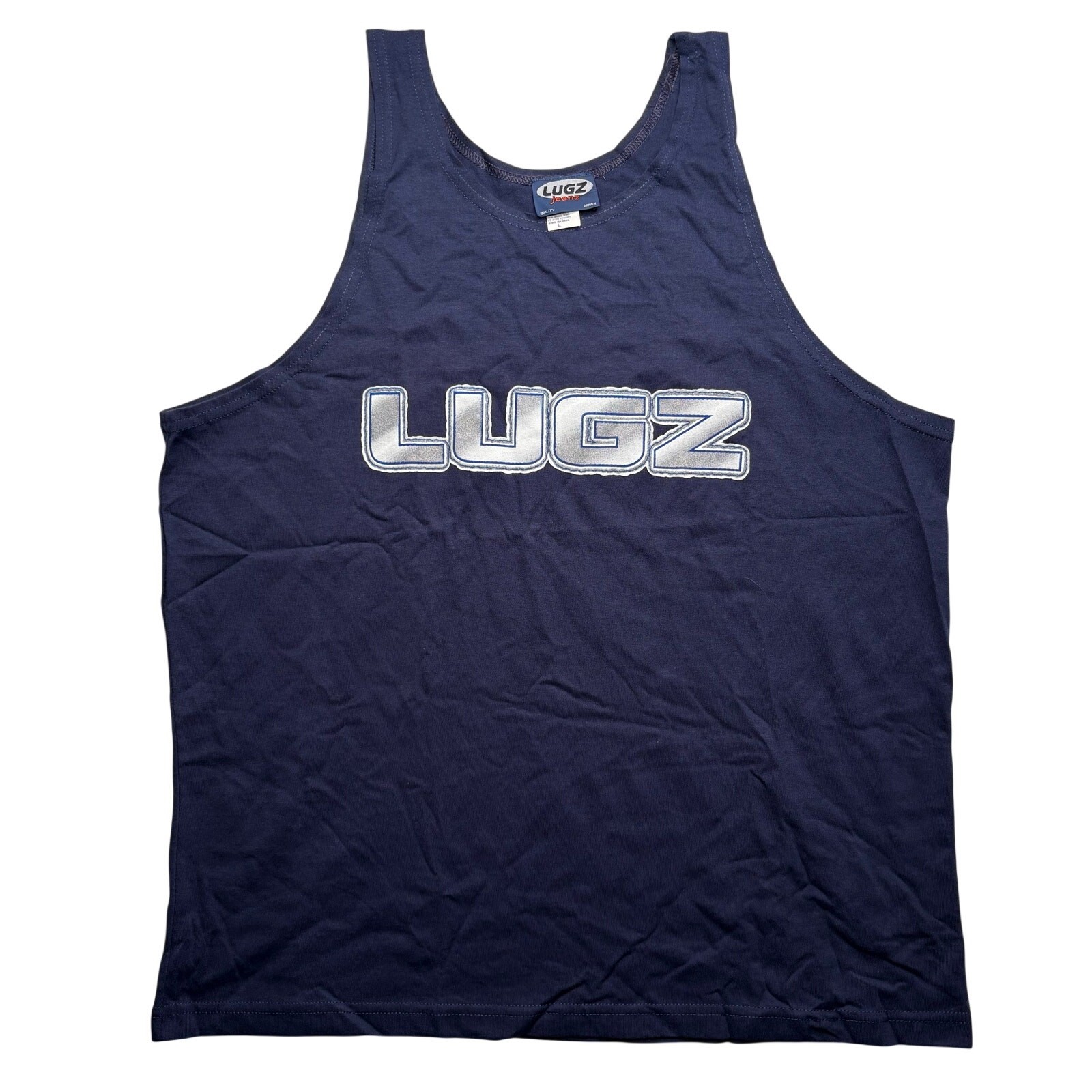 Vintage Lugz Jeanz Tank Top Navy Blue Made in USA Large 90s Hip Hop Graphic