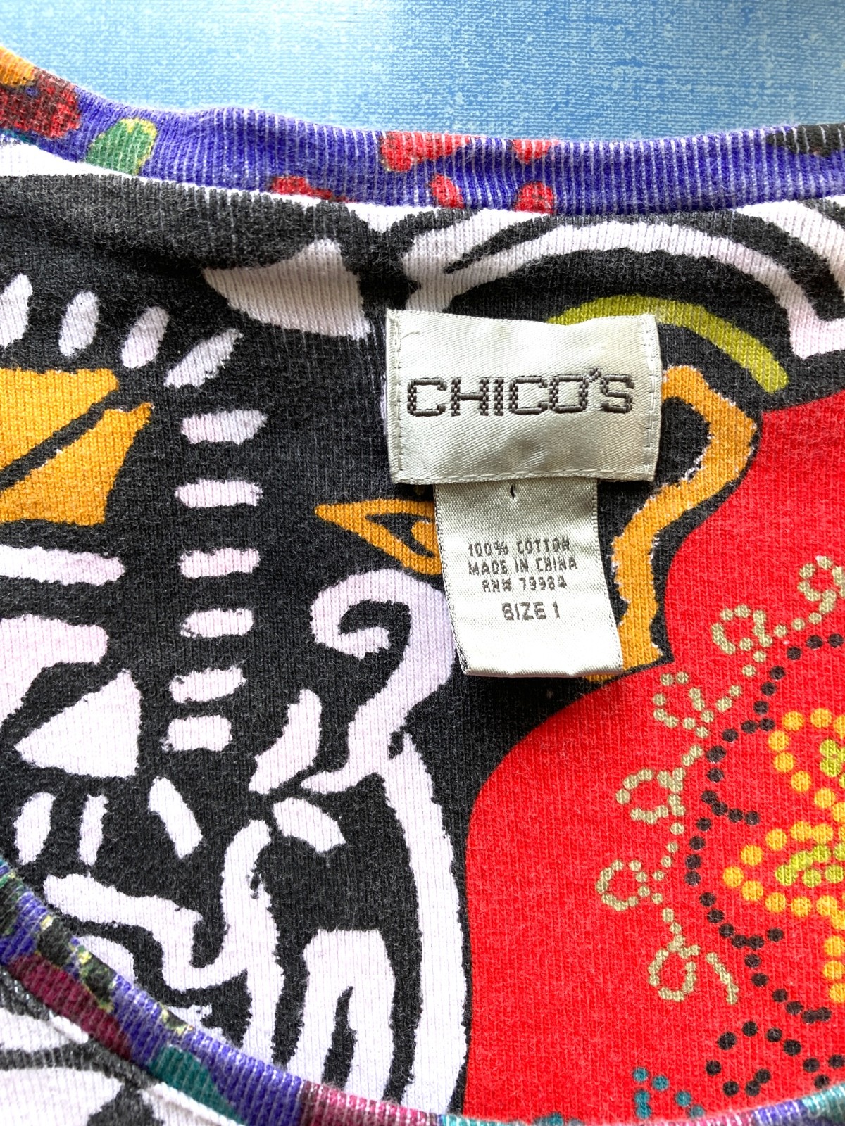 Vintage 90s 3/4 Sleeve Knit Abstract Top, Medium, 38″ Chest