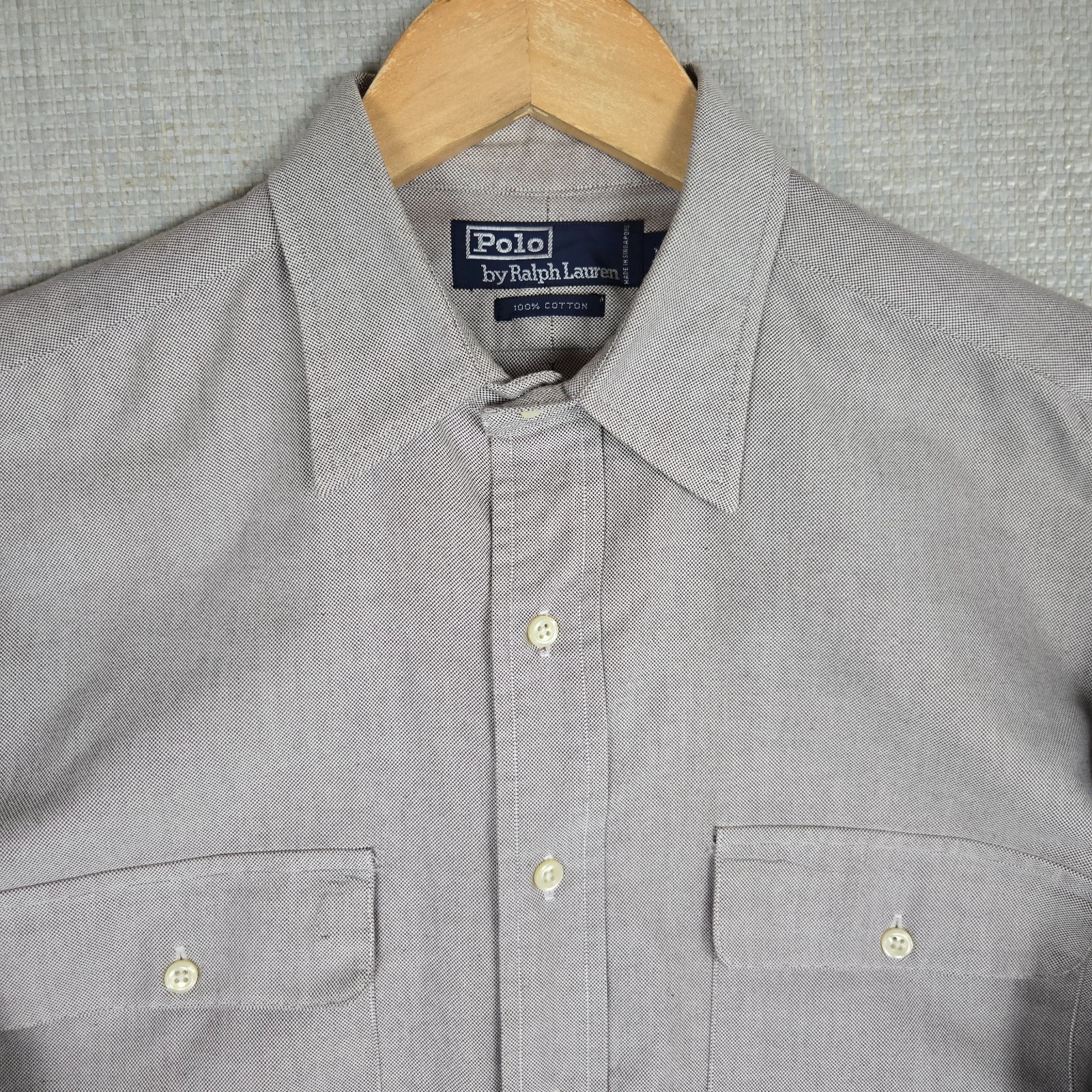 VTG POLO RALPH LAUREN Sz Medium Relaxed Thick Cotton Work Shirt Pockets Mens