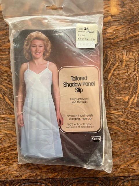 Vintage Sears Tailored Shadow Panel Slip 100% Antron Nylon White Size 34 Average