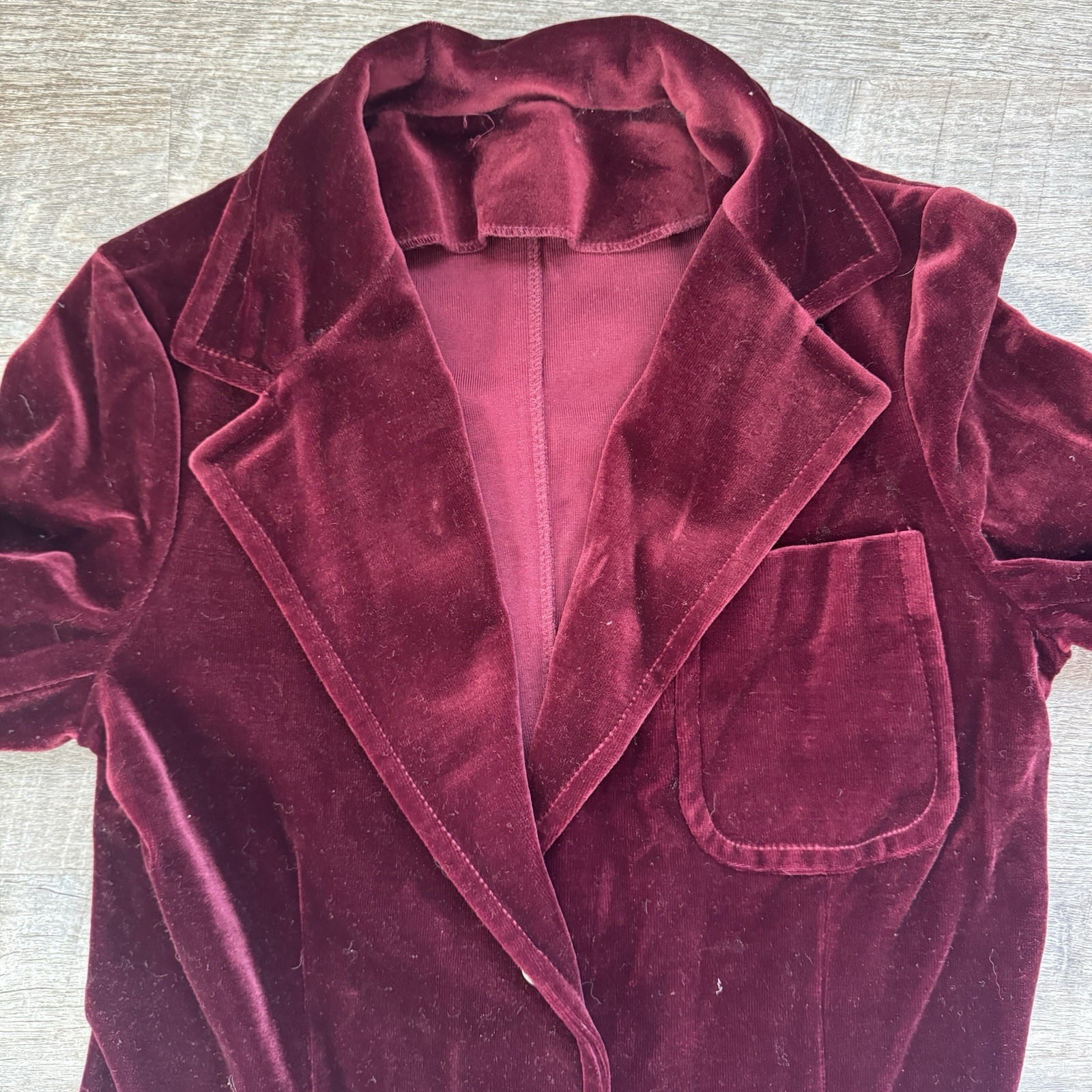 Red Velvet Velour Blazer Jacket Vintage Women’s Formal Holiday Christmas Party S