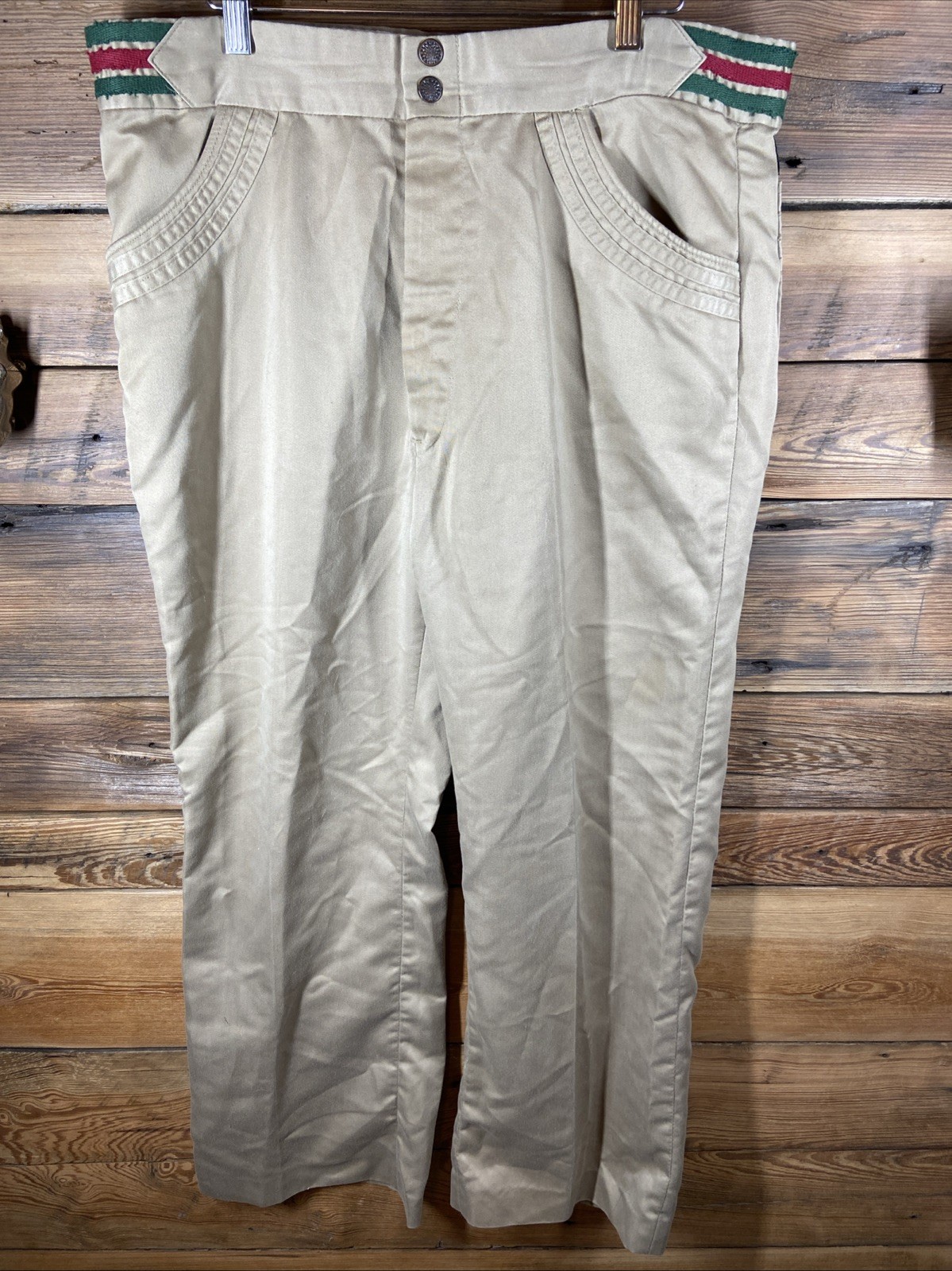 Vintage H.I.S. Pants Mens 36×28 Bell Bottom Wide Leg Leisure Disco Hippy 60s 70s