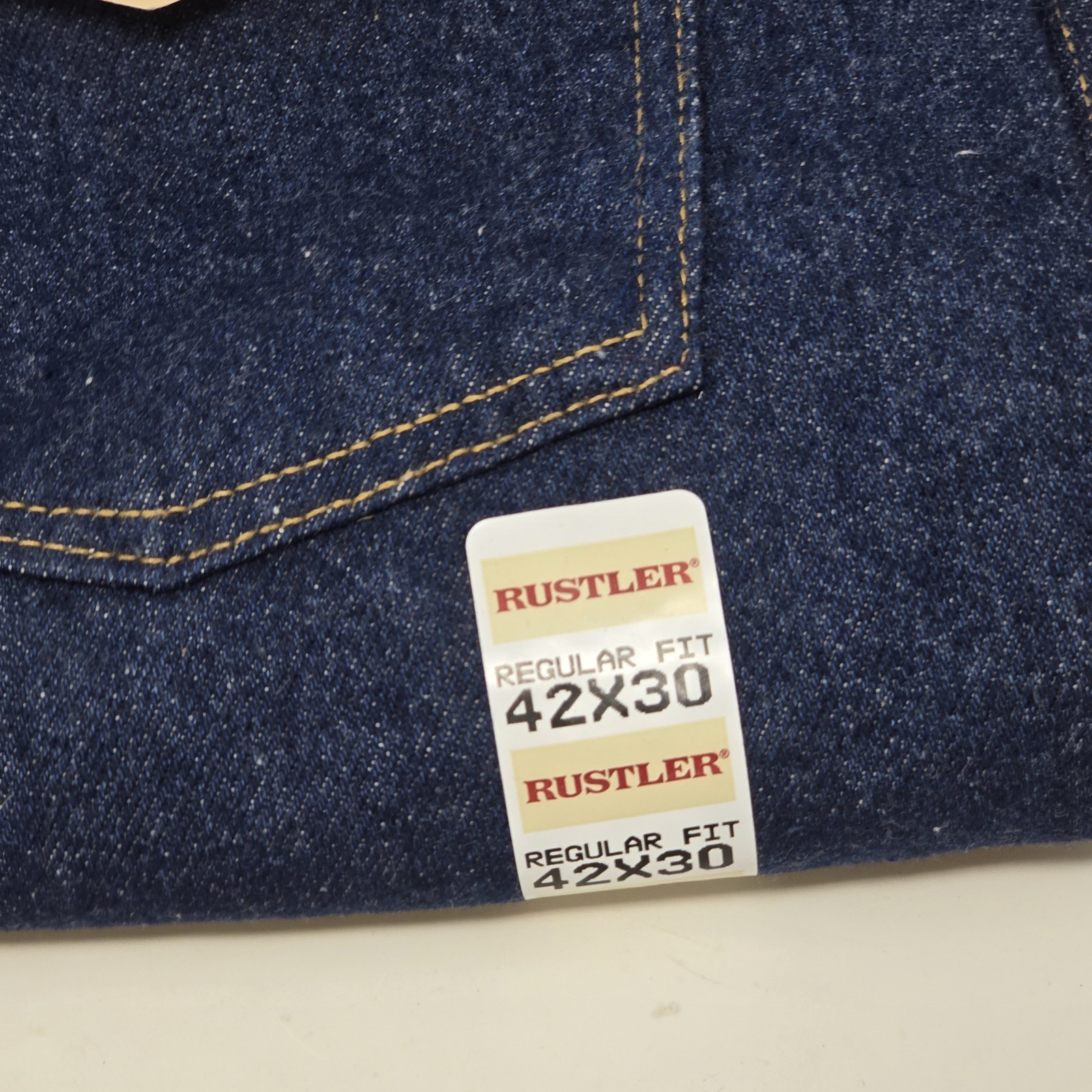 Rustler Mens Vintage 42×30 Regular Fit Jean PreShrunk Denim Jeans Straight Leg