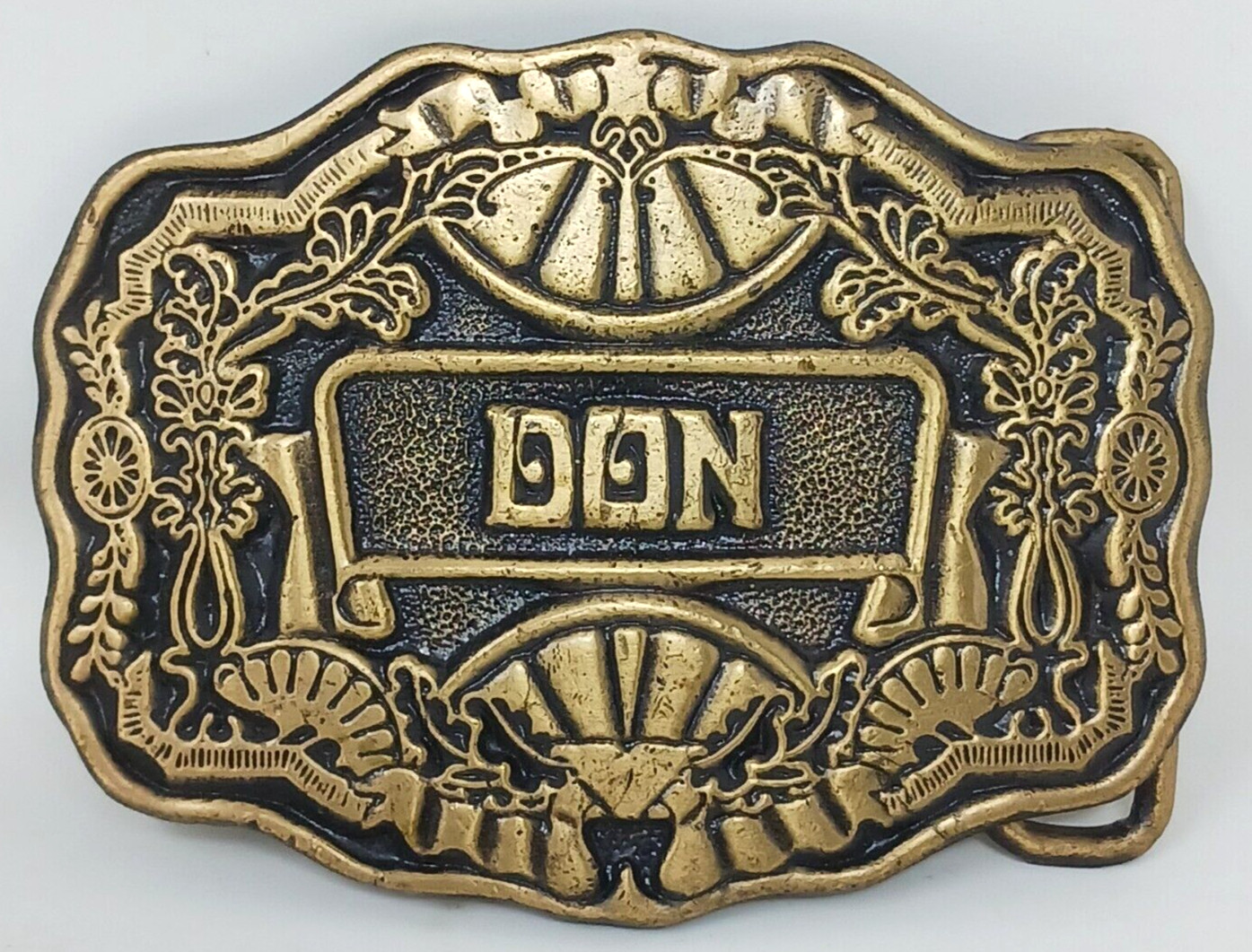 DON Brass Belt Buckle Western Oden Inc Vintage #J-7