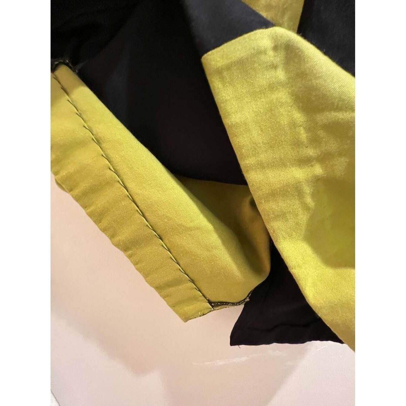 Vintage Tracy Evans LTD Lime Green Black Color Block Mini Skirt Size 7 Made USA
