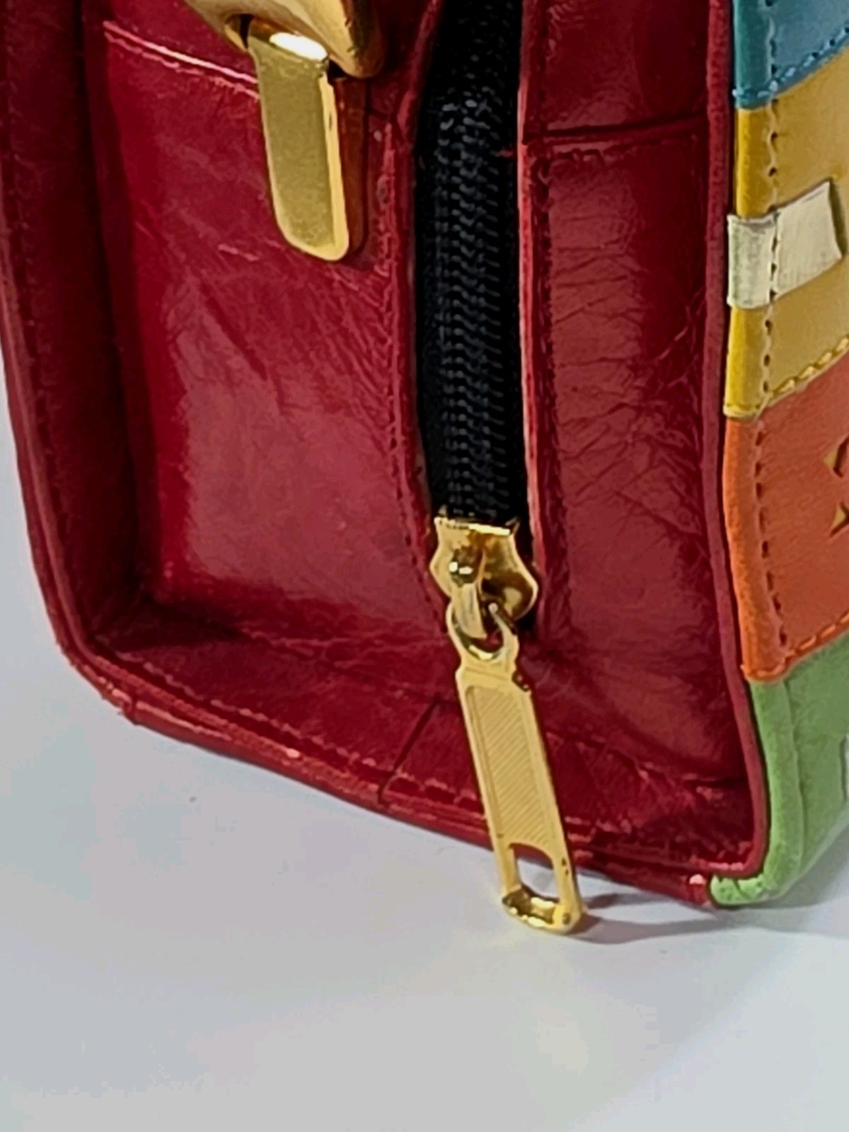 Vintage 80s Margaret Jerrold Leather Crossbody Bag Rainbow Color Block Spain