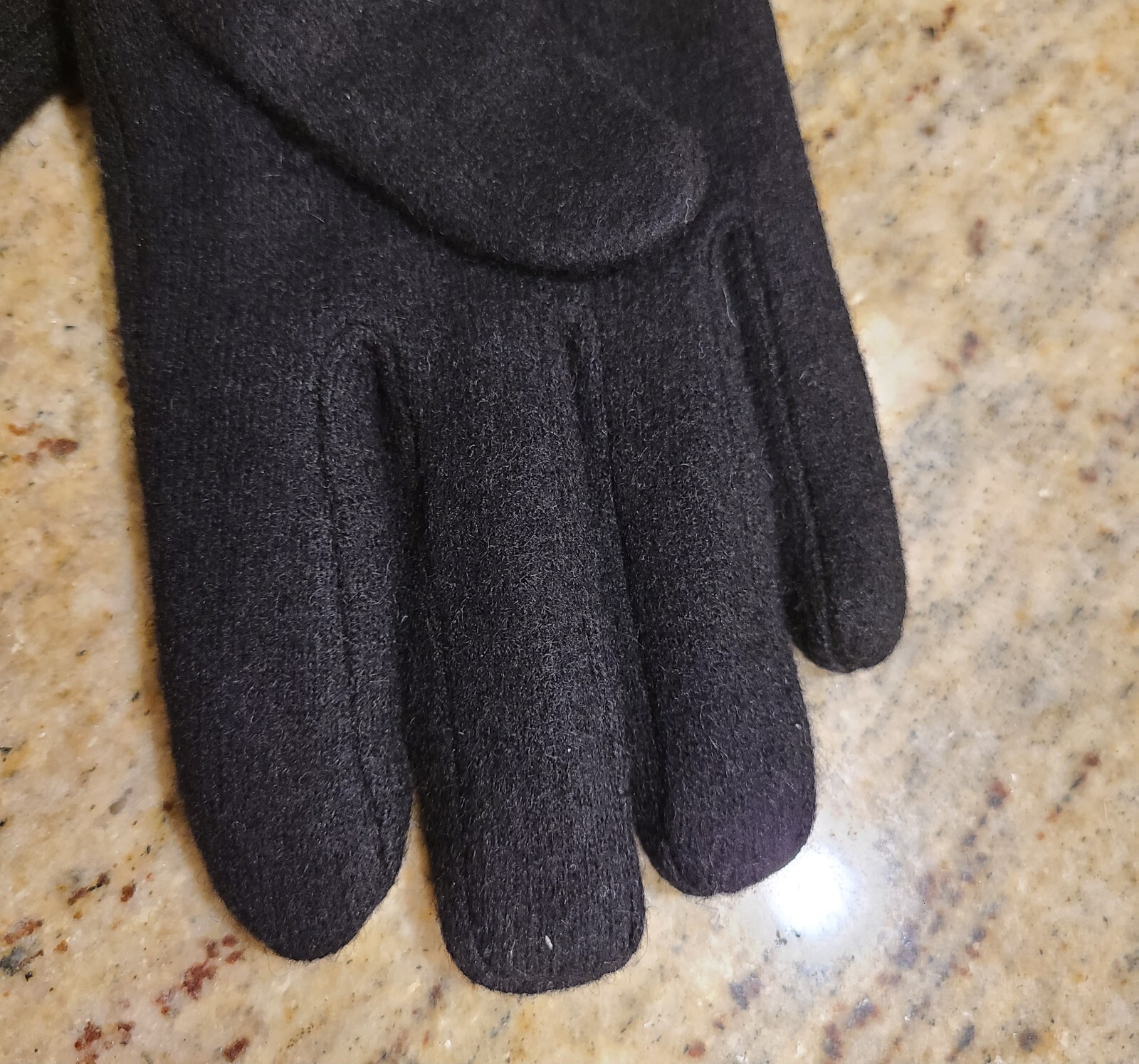New! Size L XL Black Wool Tight Knit Leather Wrist Velvet Lined 9.5″ Gloves