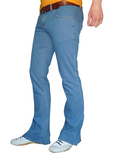 Mens Stonewash Flares Bell bottom Stretch Denim jeans vtg 60s 70s mod hippie