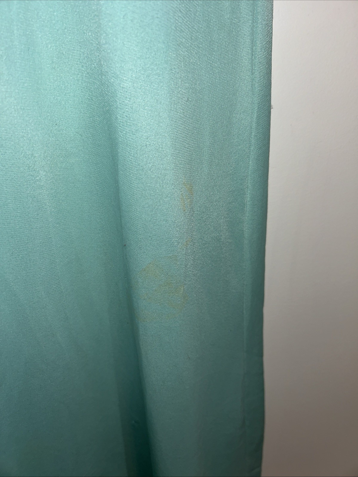 Blanche Ralph Montenero Seafoam Blue Slip Dress Lingerie Small Low V Lace Vtg