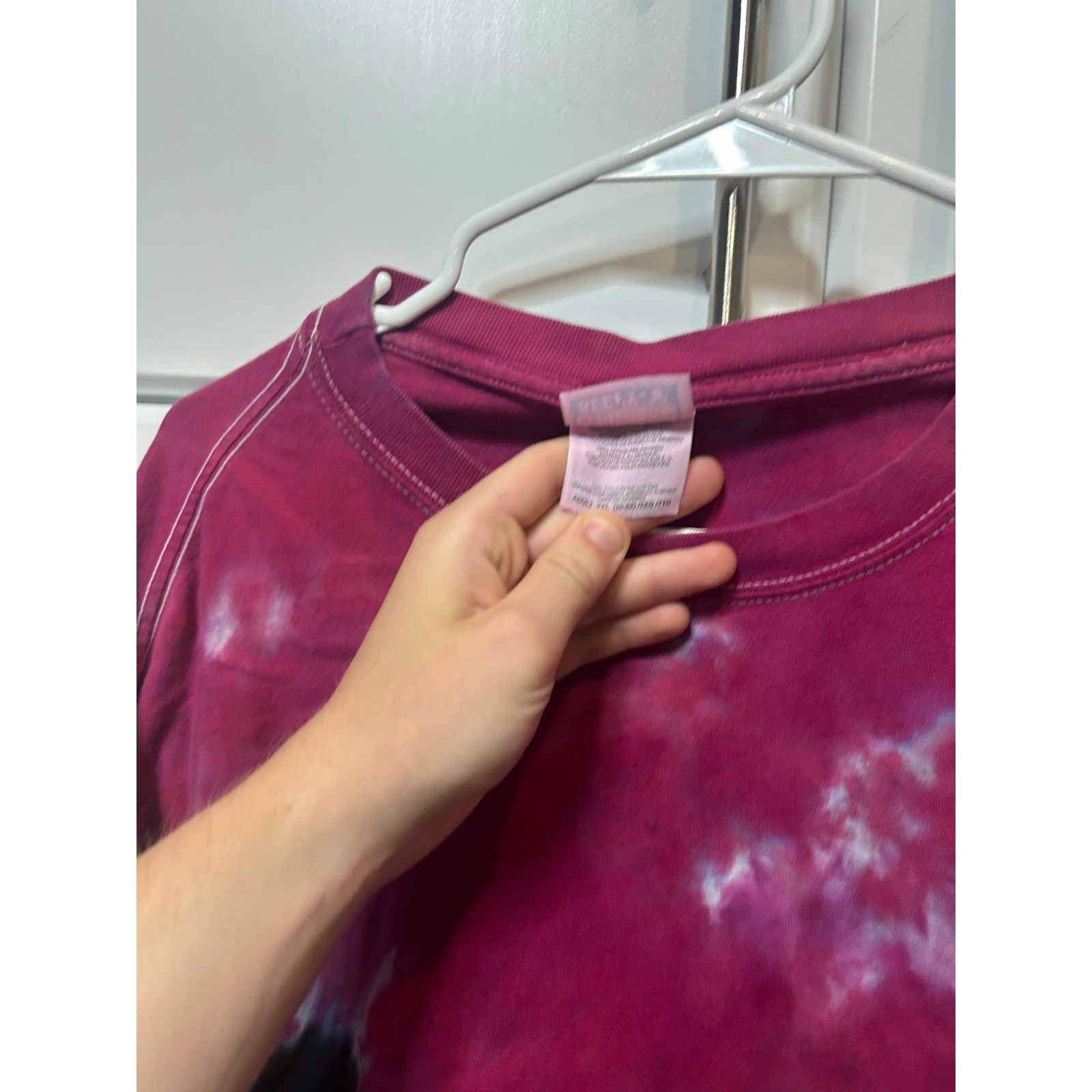 Vintage Hanes Beefy-T Tie Dye Long Sleeve Shirt Mens XXL Magenta Purple 90s Tee