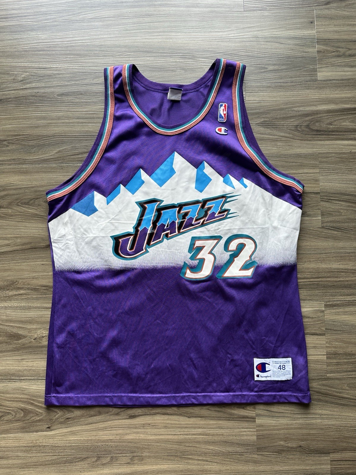 Vintage 90s Utah Jazz Karl Malone Jersey Size 48 Xl 24.5X32