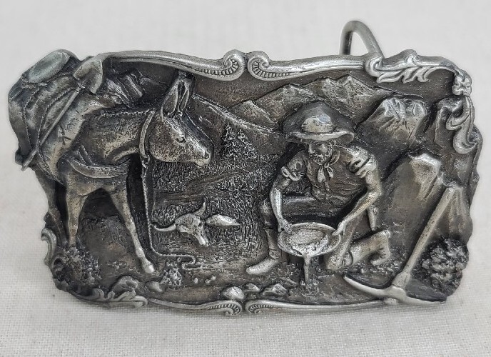 Gold Rush 3D Collectible Pewter Belt Buckle Arroyo Grande Buckle Co. 1981