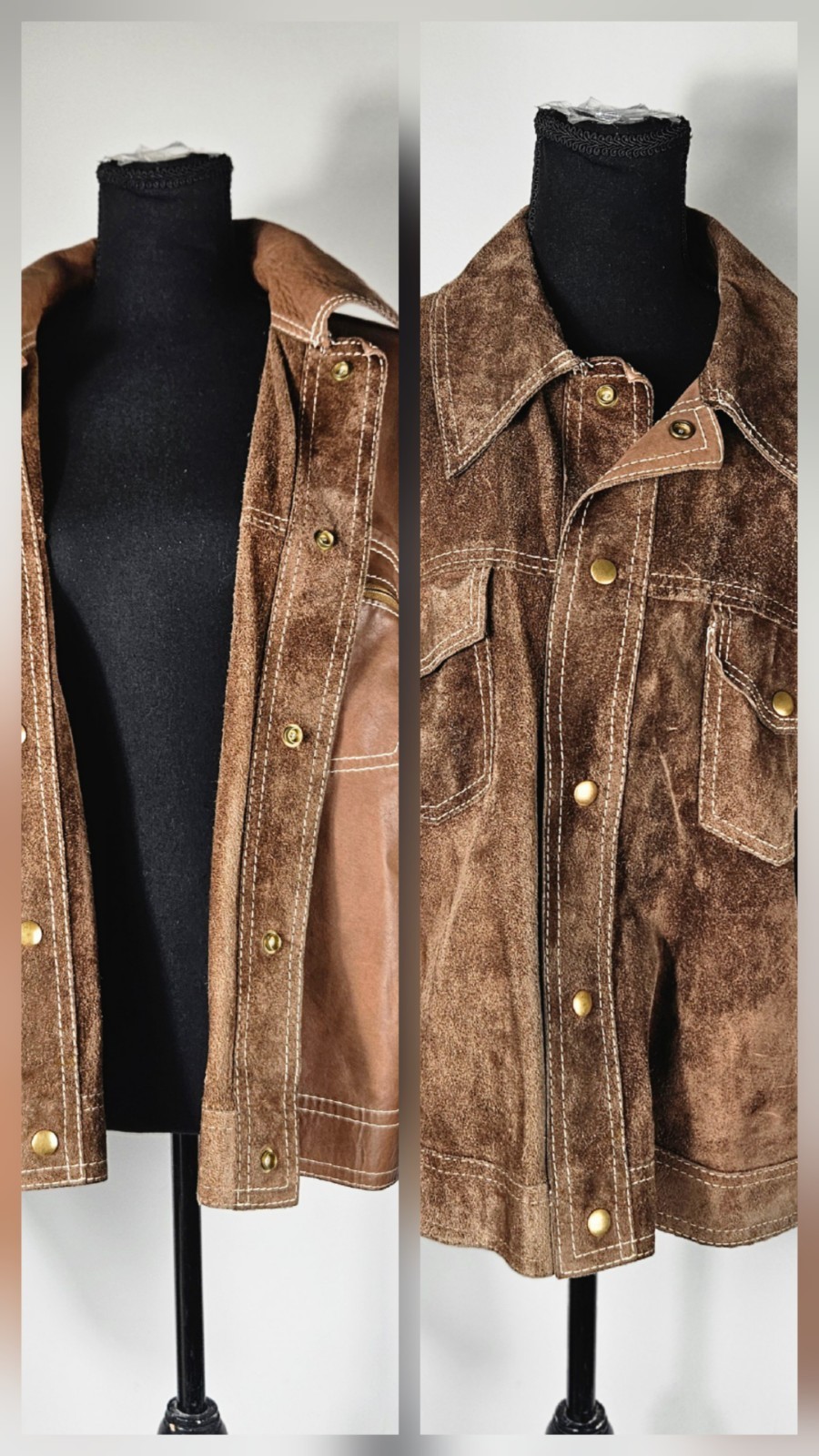 1970s VTG The LEATHER SHOP SEARS Reversible Leather/ Suede Unisex Jacket Sz 46R