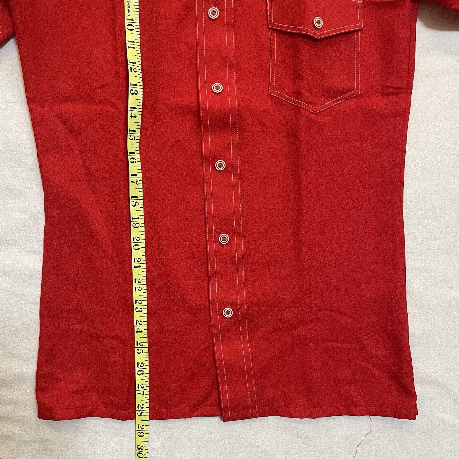 Vintage Marshall Field & Co Conway Sportswear Men’s Red Button Shirt White Trim