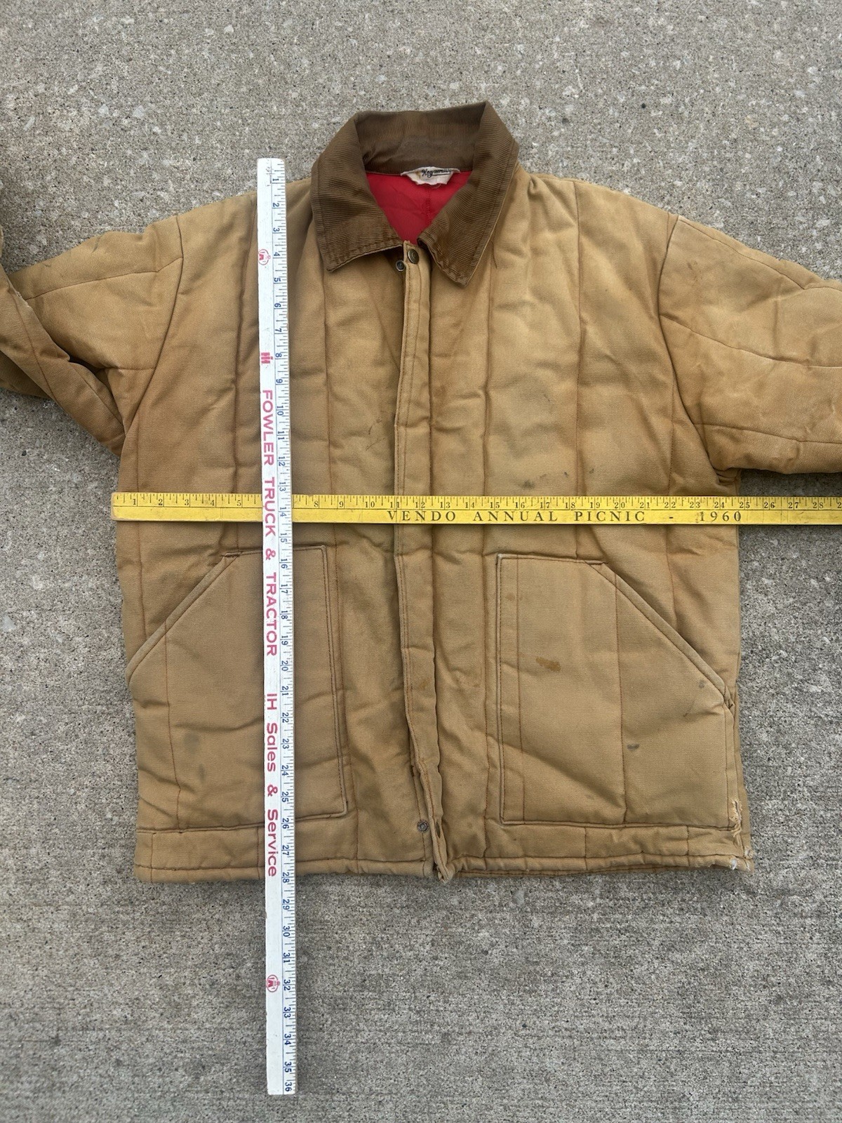 VTG 70’’s Key Imperial Work Jacket Quilted Brown Duck Talon Zip Distressed XL