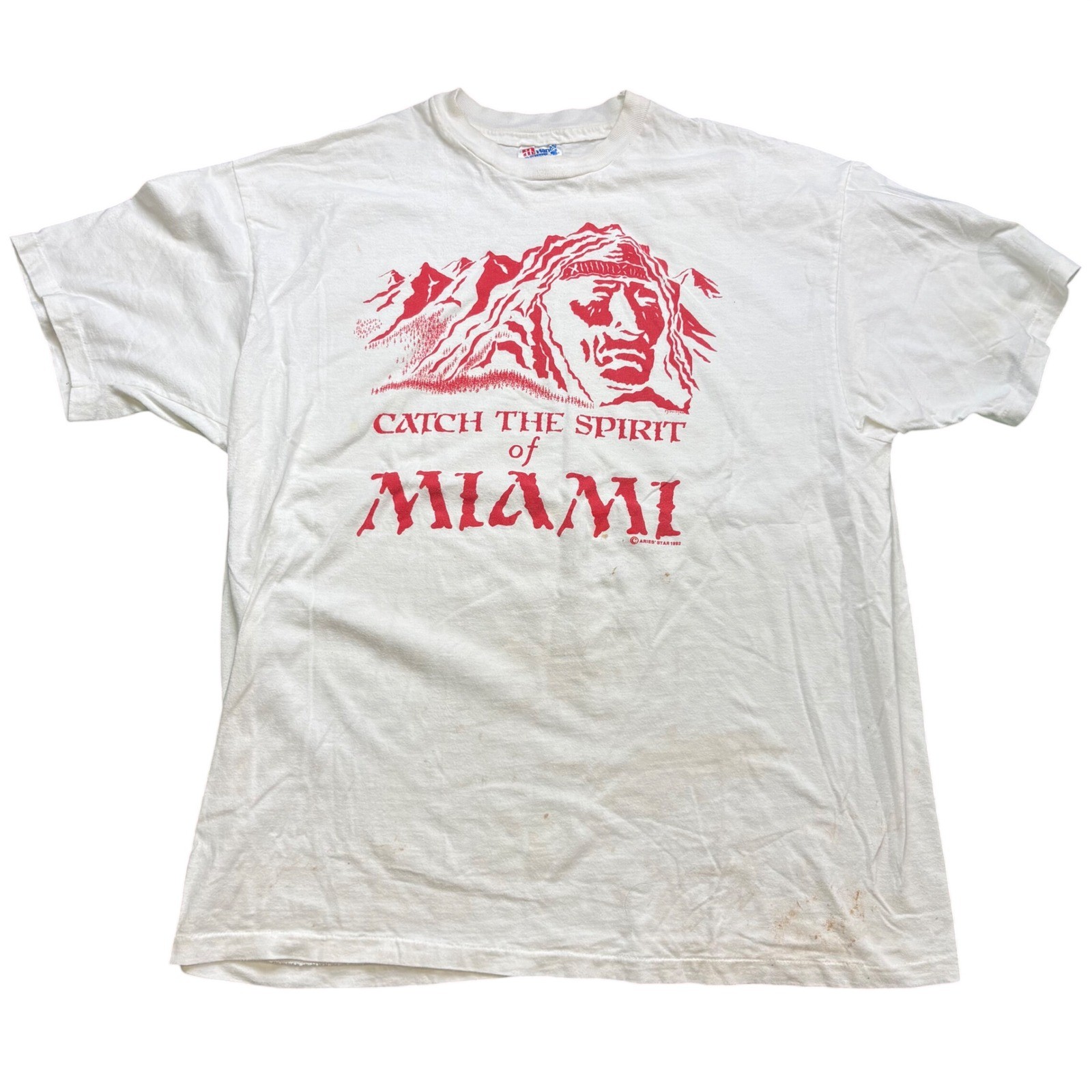 Vintage 1992 Hanes Beefy-T Catch the Spirit of Miami Single Stitch XL T-Shirt