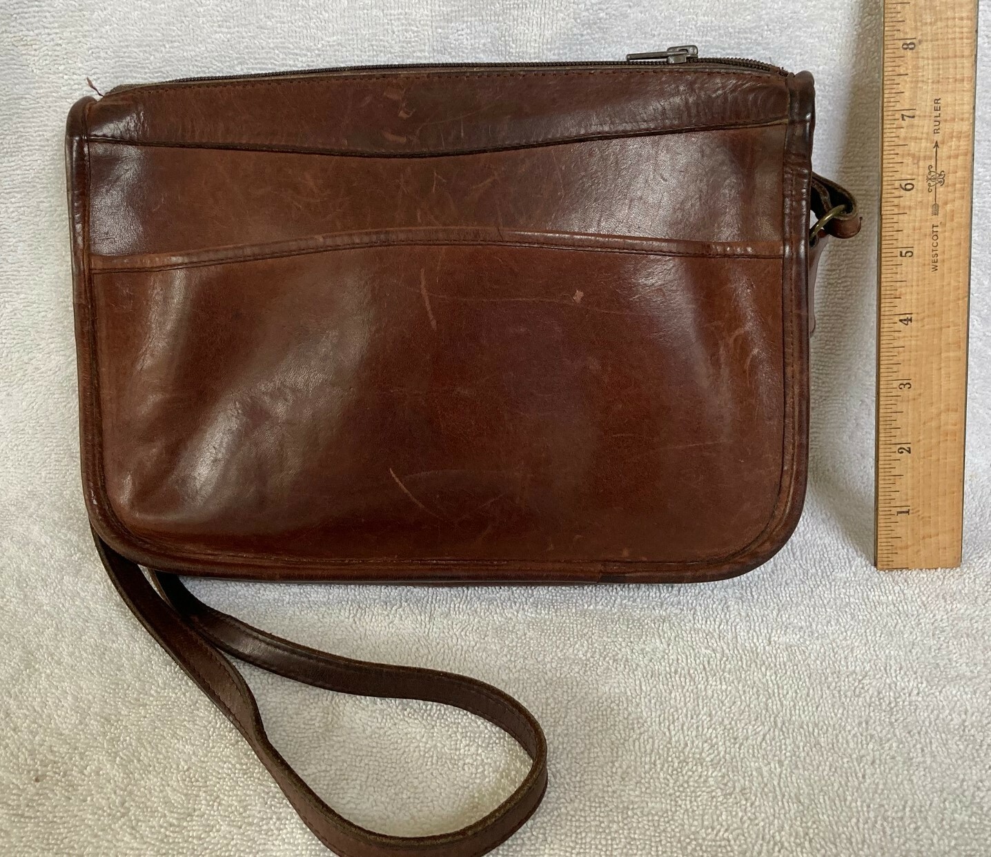 MICHAEL GREEN Brown Leather Handbag Crossbody-Vintage 1980s