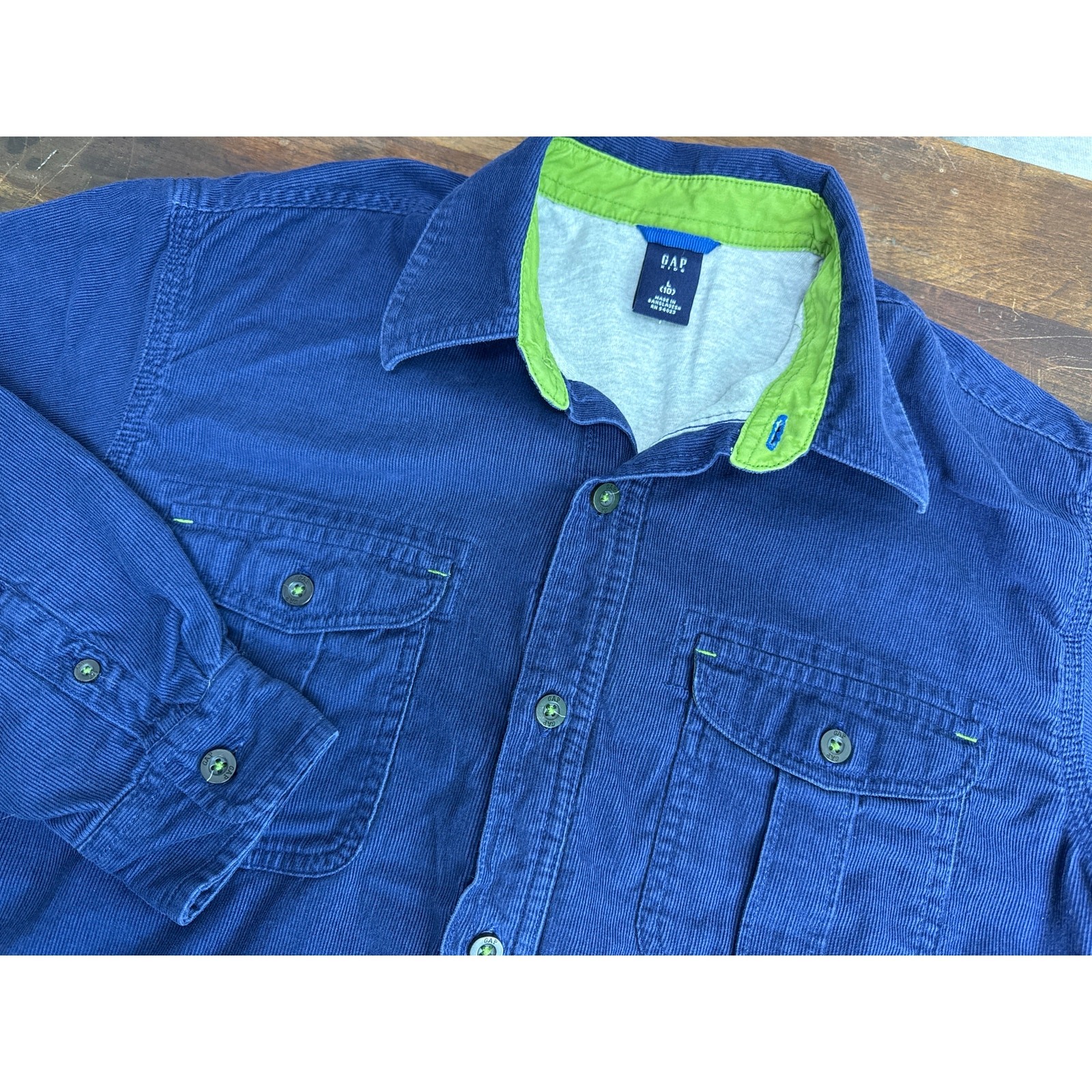 GAP Vintage Navy Blue Corduroy Lined Button-Up Shirt Shacket Boy’s Size 10