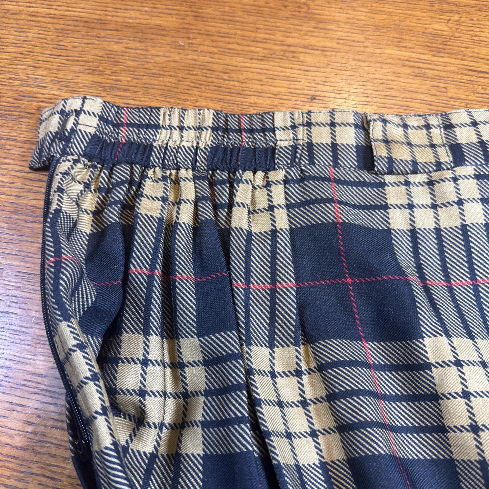 Vintage Chaus Long Plaid Equestrian Horse Skirt Size 8 Sm Black And Tan
