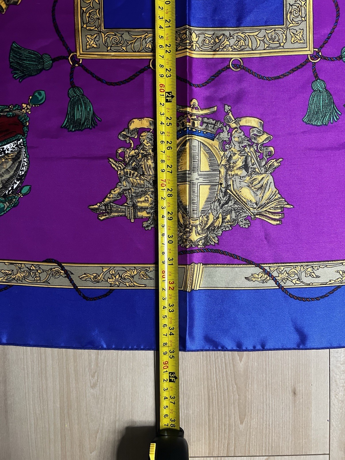 Retro scarf Royal Crown Mid Century 60s 70s Purple Blue Gold Green