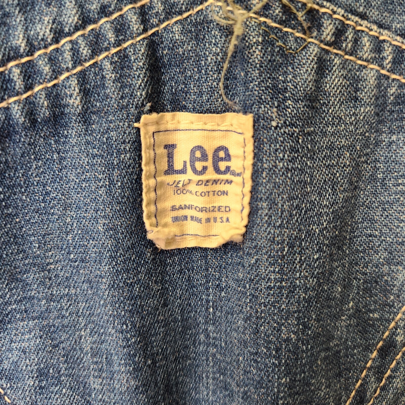 VTG Lee Jelt Denim Sanforized Bib Overalls 30×30 Baggy Union Made USA Distressed