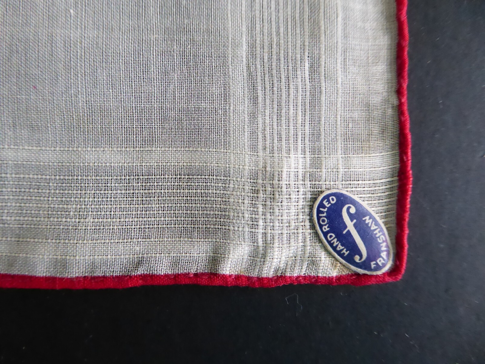 Rare Vintage Swiss Red Peony Handkerchief, new with Franshaw Label