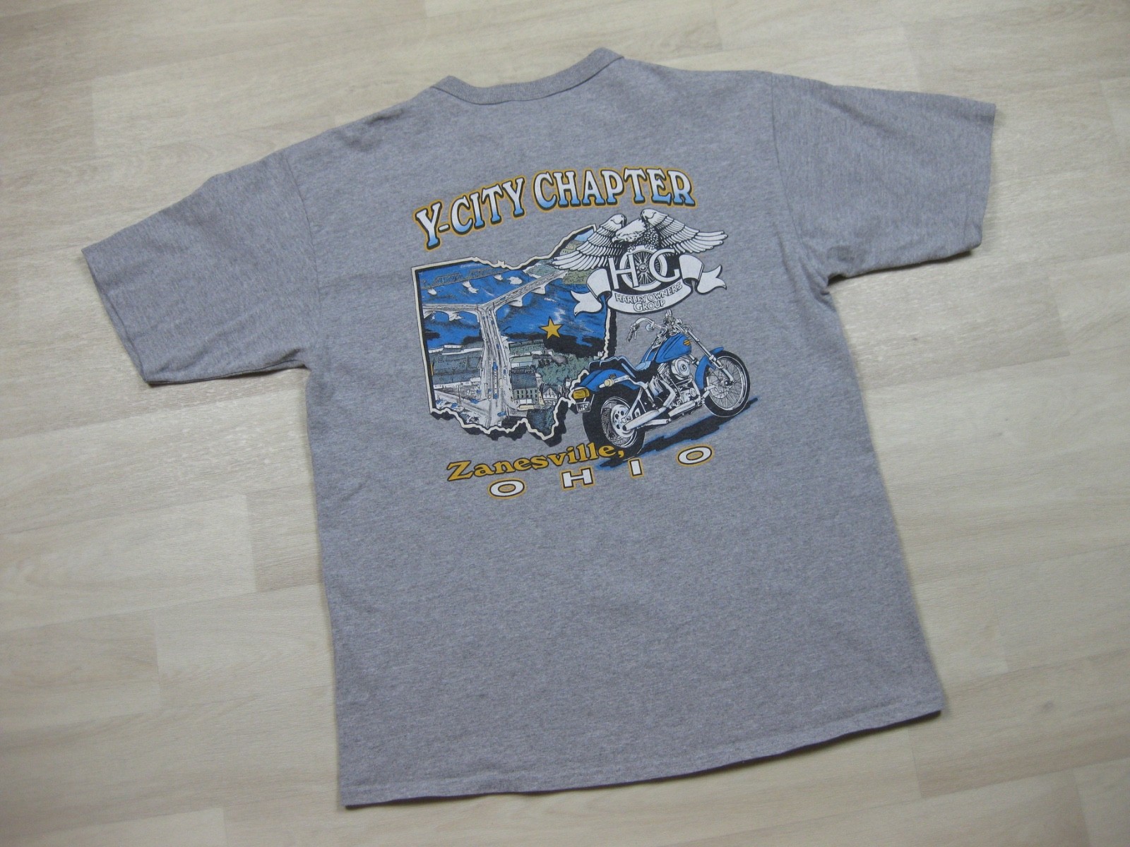 Vintage 90s Harley Owners Group Henley T-Shirt Men’s (L) Motorcycle HOG Ohio