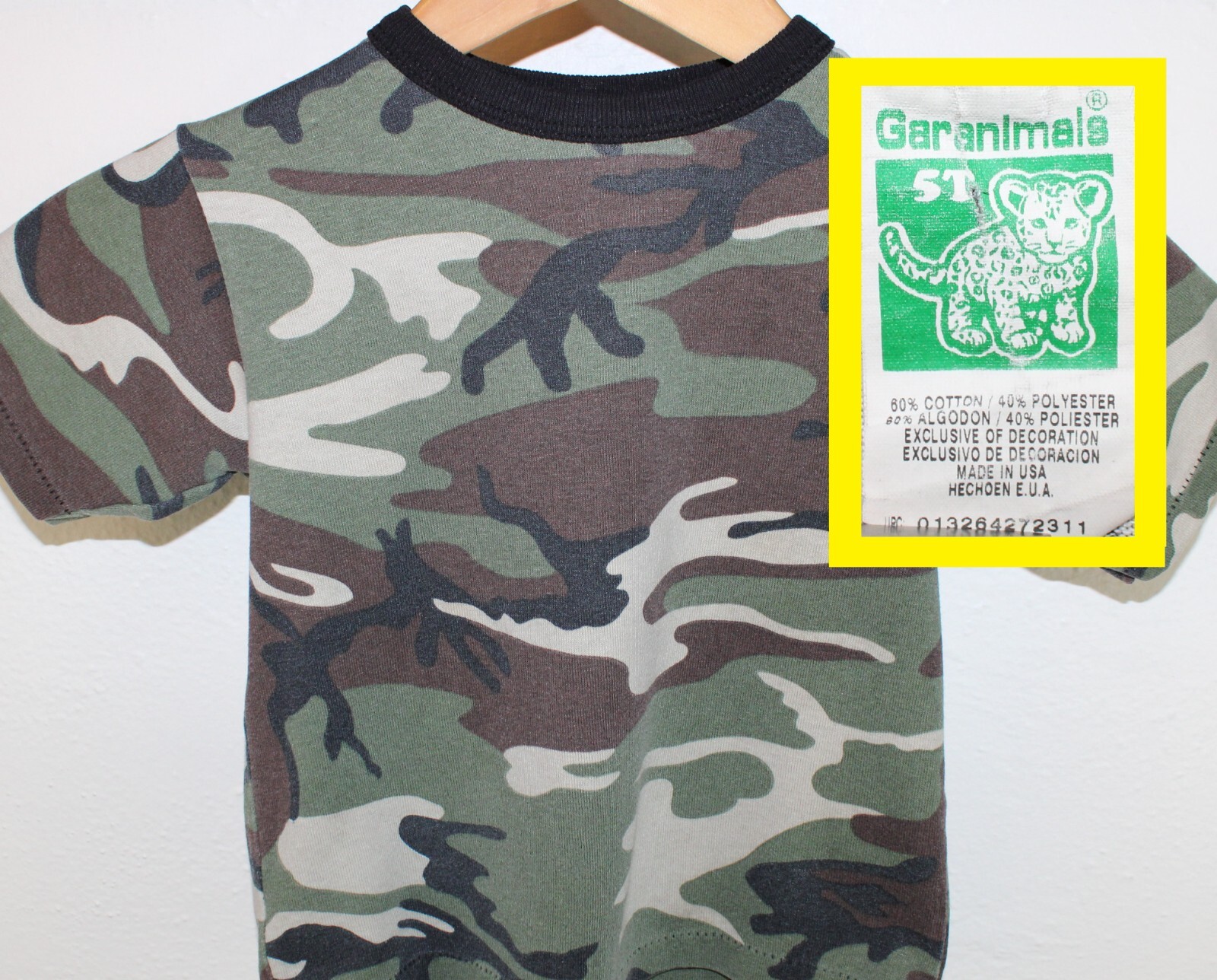Garanimals vintage youth t-shirt camo fatigue cotton poly USA green brown black