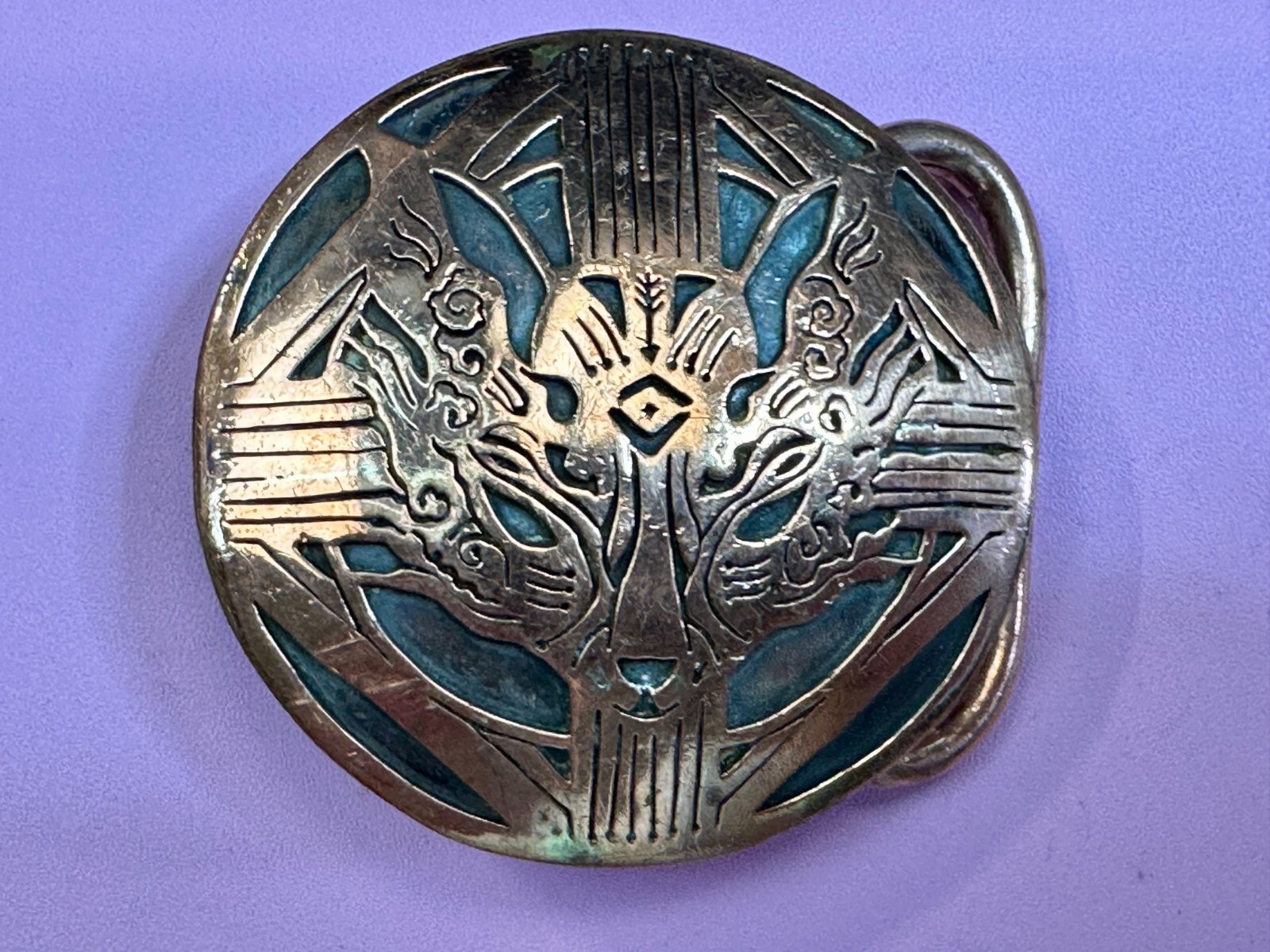 Jaguar Lion Tiger Puma Face Artisan Brass Hippy Vibe Vintage Round Belt Buckle