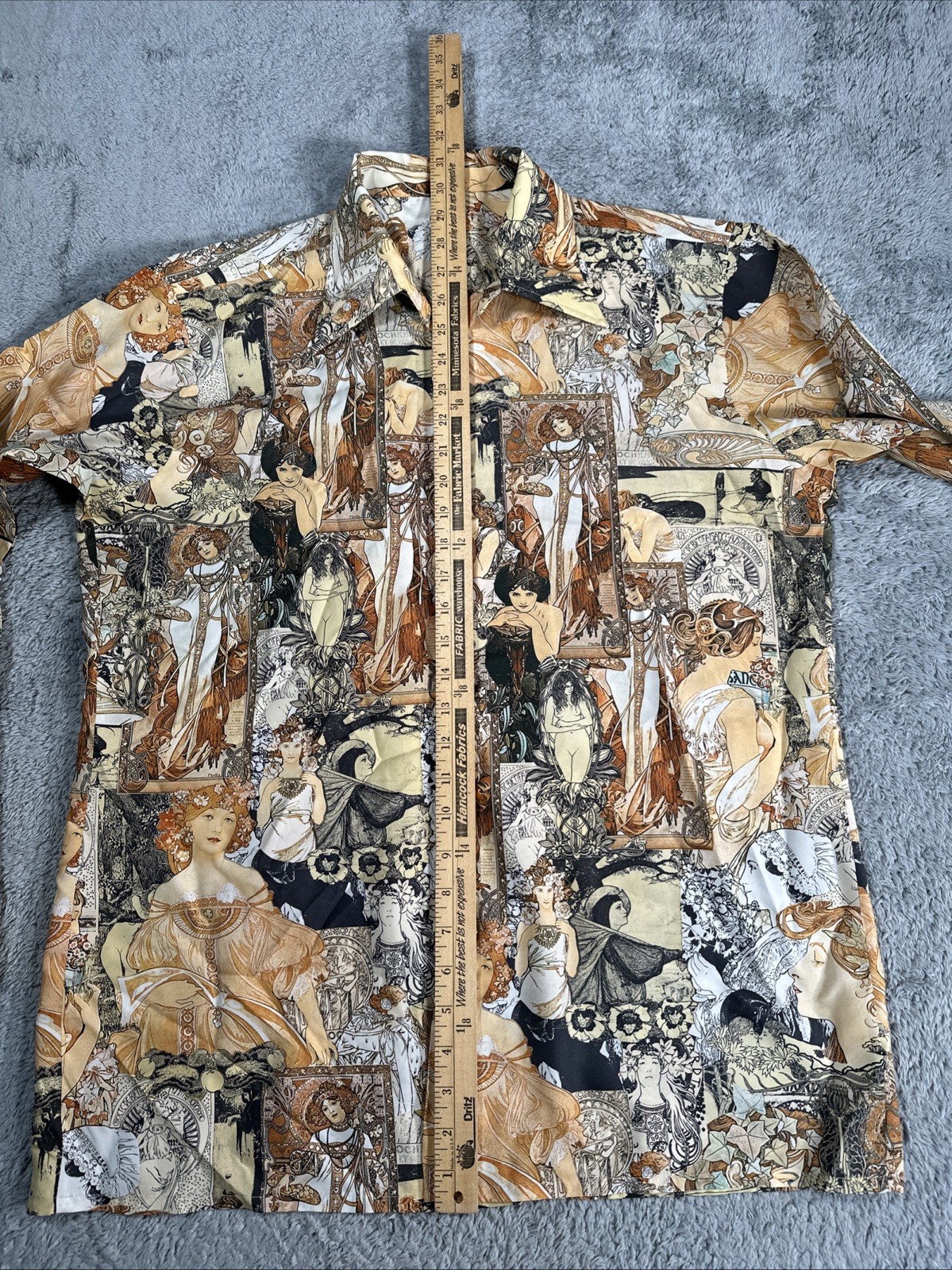 VTG 60s GODDESS Shirt ALPHONSE MUCHA ART NOUVEAU HIPPIE Boho Psychedelic MoD XL