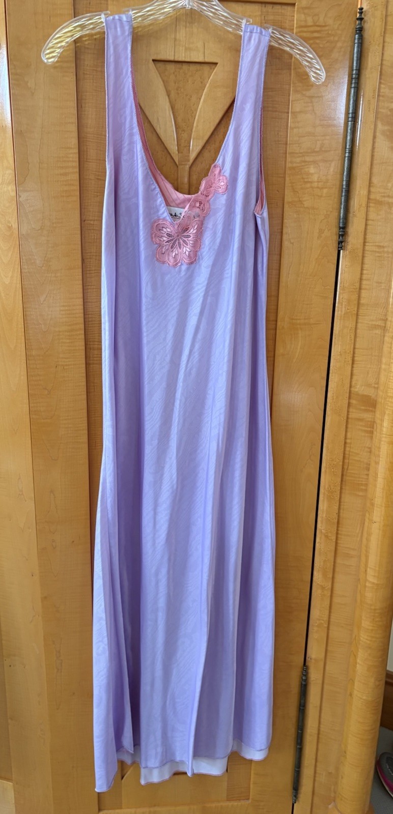 Vtg FERNANDO SANCHEZ Sz M lace floral pink Purple nightgown