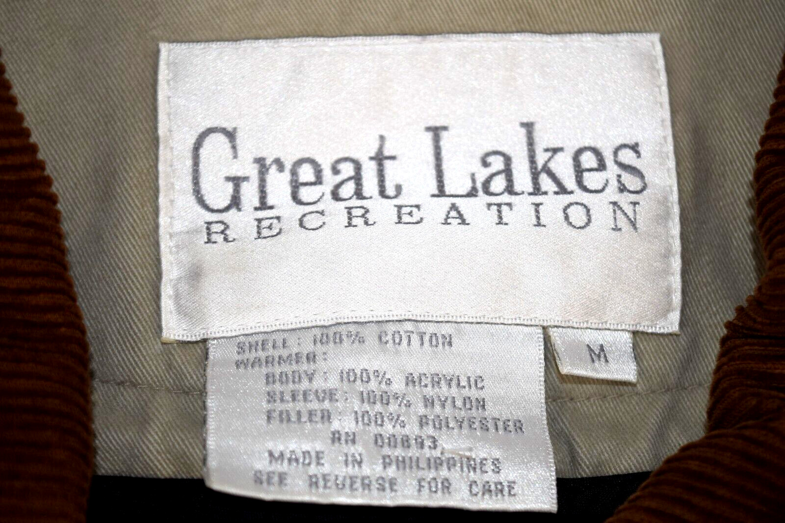 Vintage Coat Great Lakes Size M 90s Beige Cotton Plaid Lining Corduroy Collar