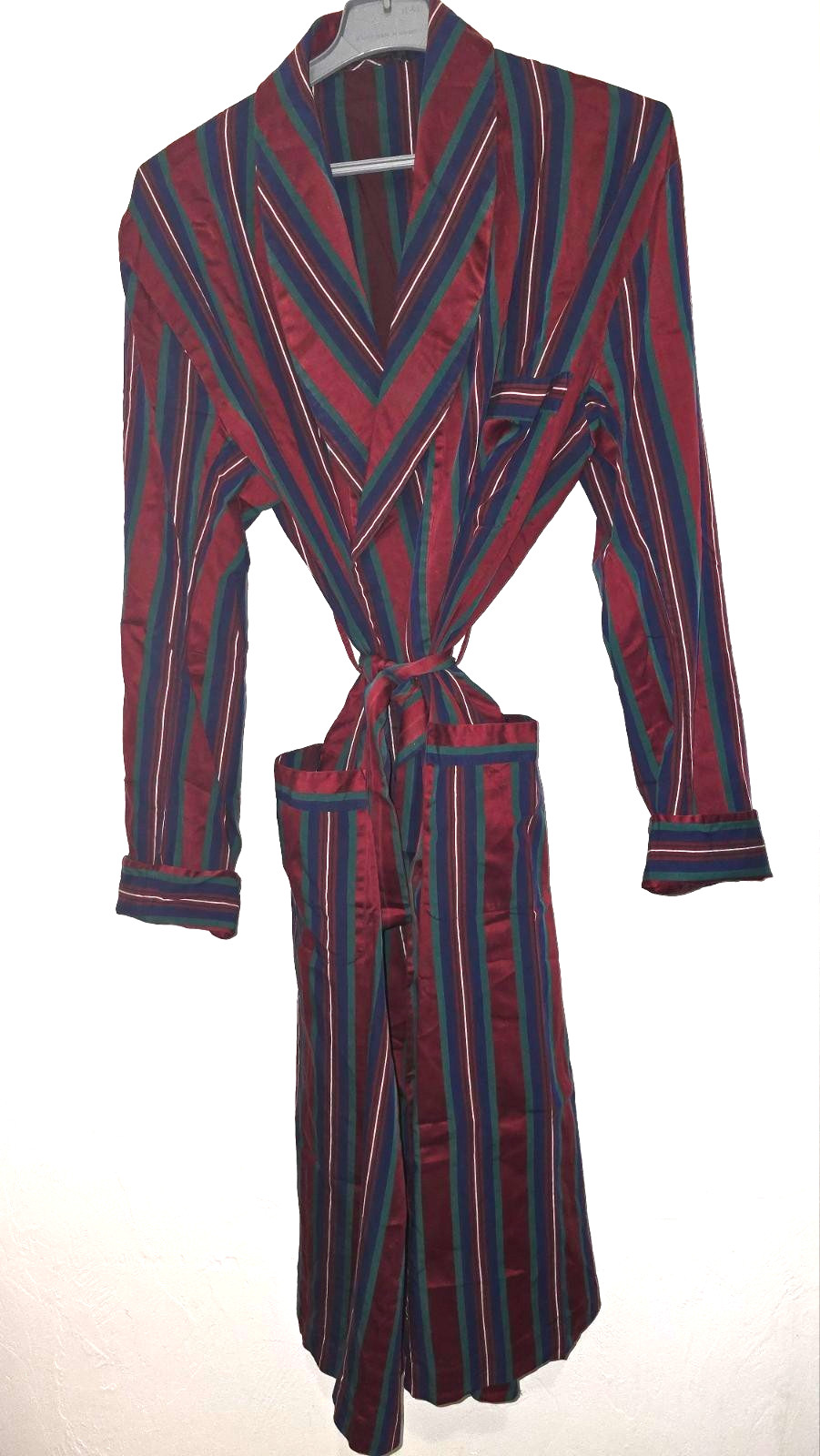 Vintage 50s-70s RESISTO Long Cotton Striped Smoking Robe Size 54