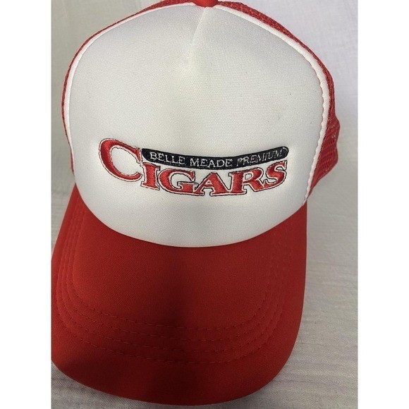 Vintage Embroidered Red Belle Mead Cigars Trucker Hat W/ Snap Back Y2K 90s