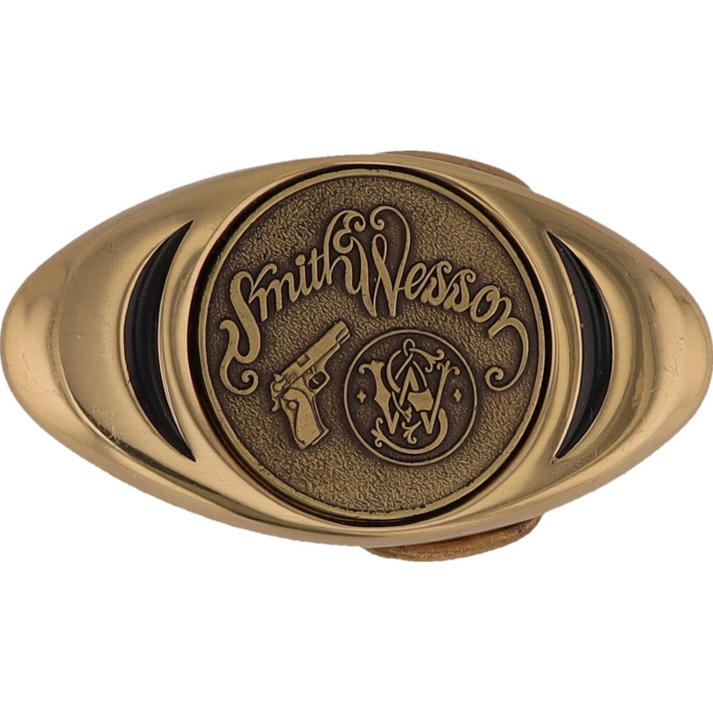 New Brass S & W Smith Wesson Revolver Western Gun Pistol NOS Vtg Belt Buckle