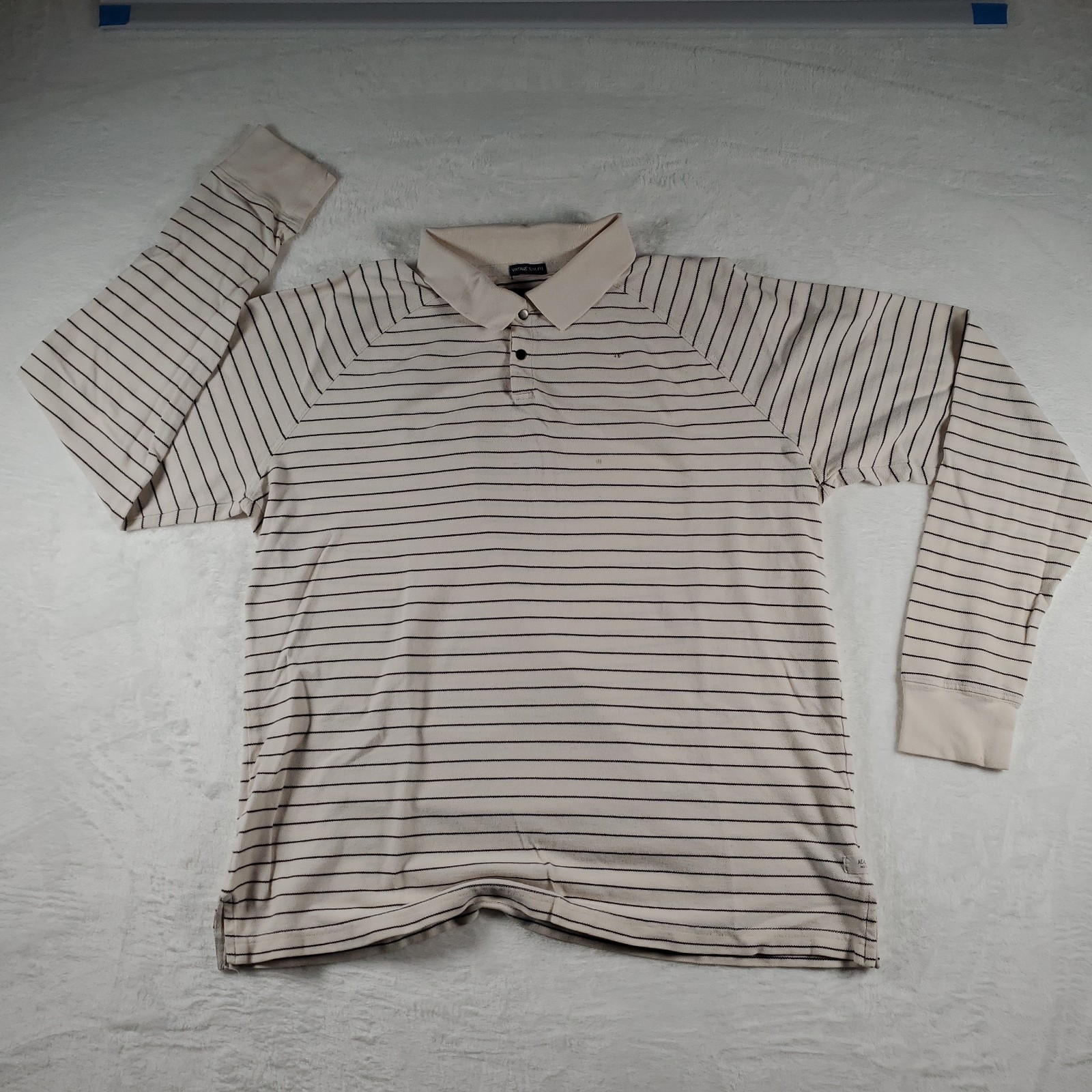 Vintage American Eagle Rugby Long Sleeve Polo Shirt Mens Large White Striped Y2K