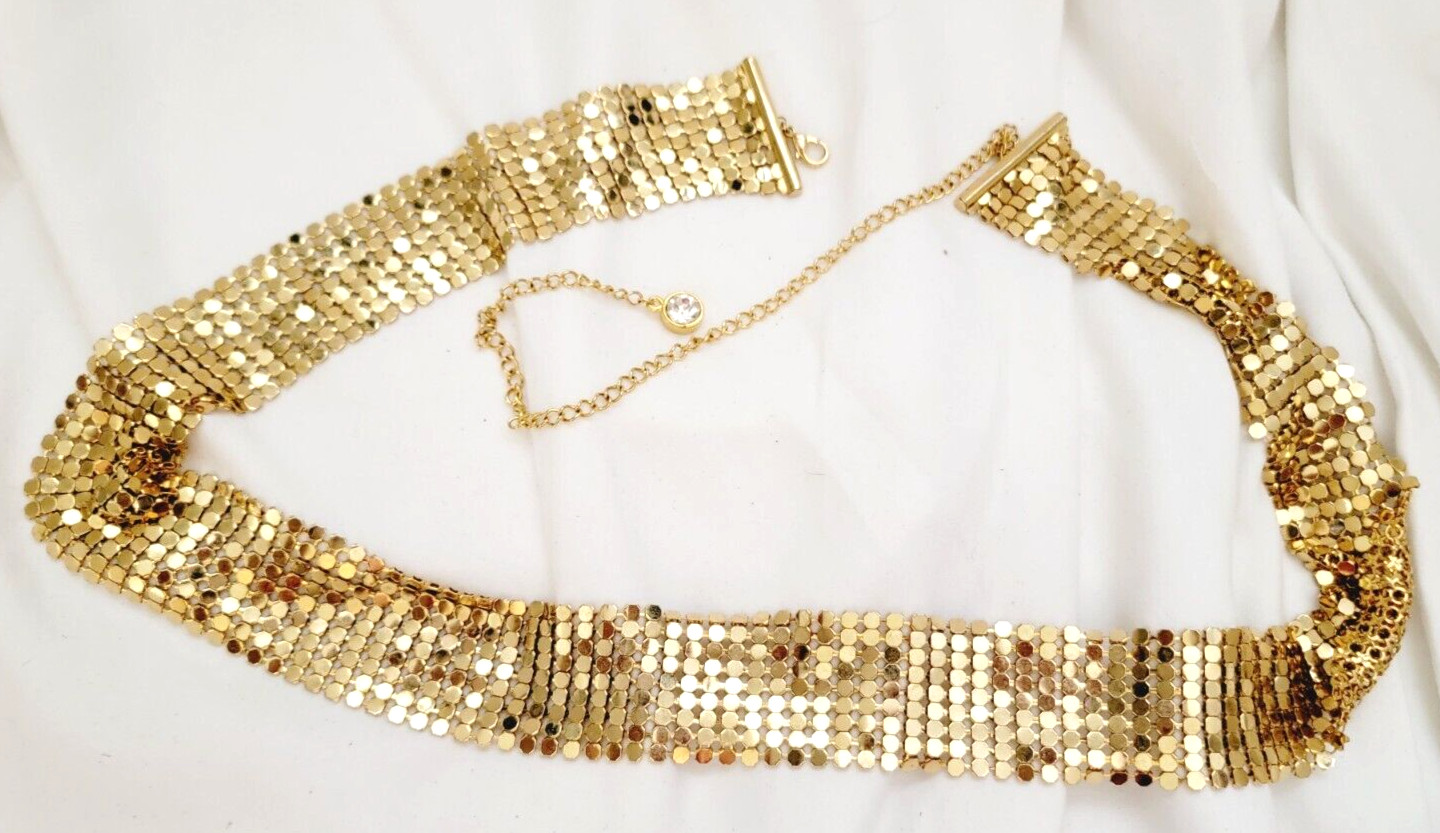 Vintage Retro Style Adjustable Gold Tone Liquid Mesh 40” Waist Chain Belt