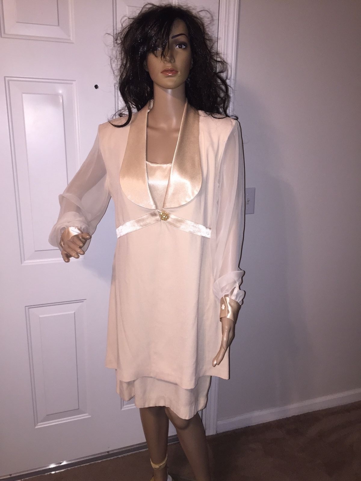 VTG 90’S SIZE 8 J.R. NITES BY CALIENDO SHEER SLEEVES DRESS JACKET OUTFIT PARTY
