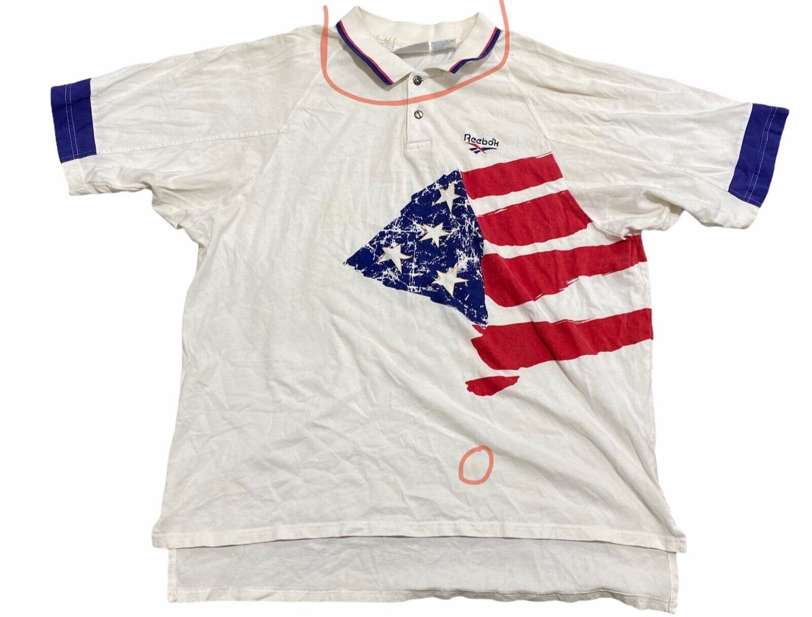 Vintage 90s Reebok Polo Men’s Size L White Short Sleeve USA 100% Cotton *READ*