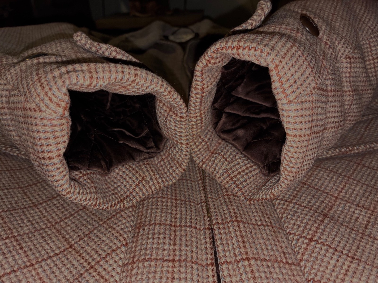 Vtg 40/50s CHIPPEWA Woolen Mills Wis. Beige/Cream Tweed Plaid Wool Jacket Atomic