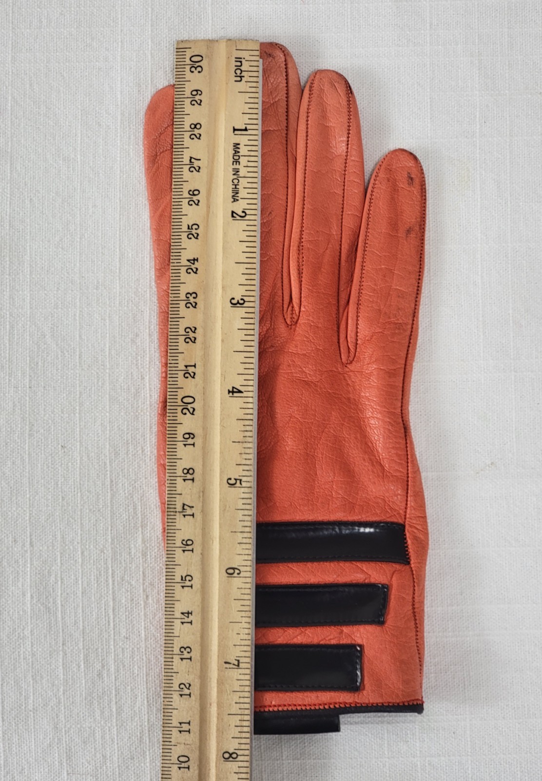 Vtg Pierre Cardin Aris Orange Leather Gloves Space Age Mod Silk Lined Sz 6.5 XS