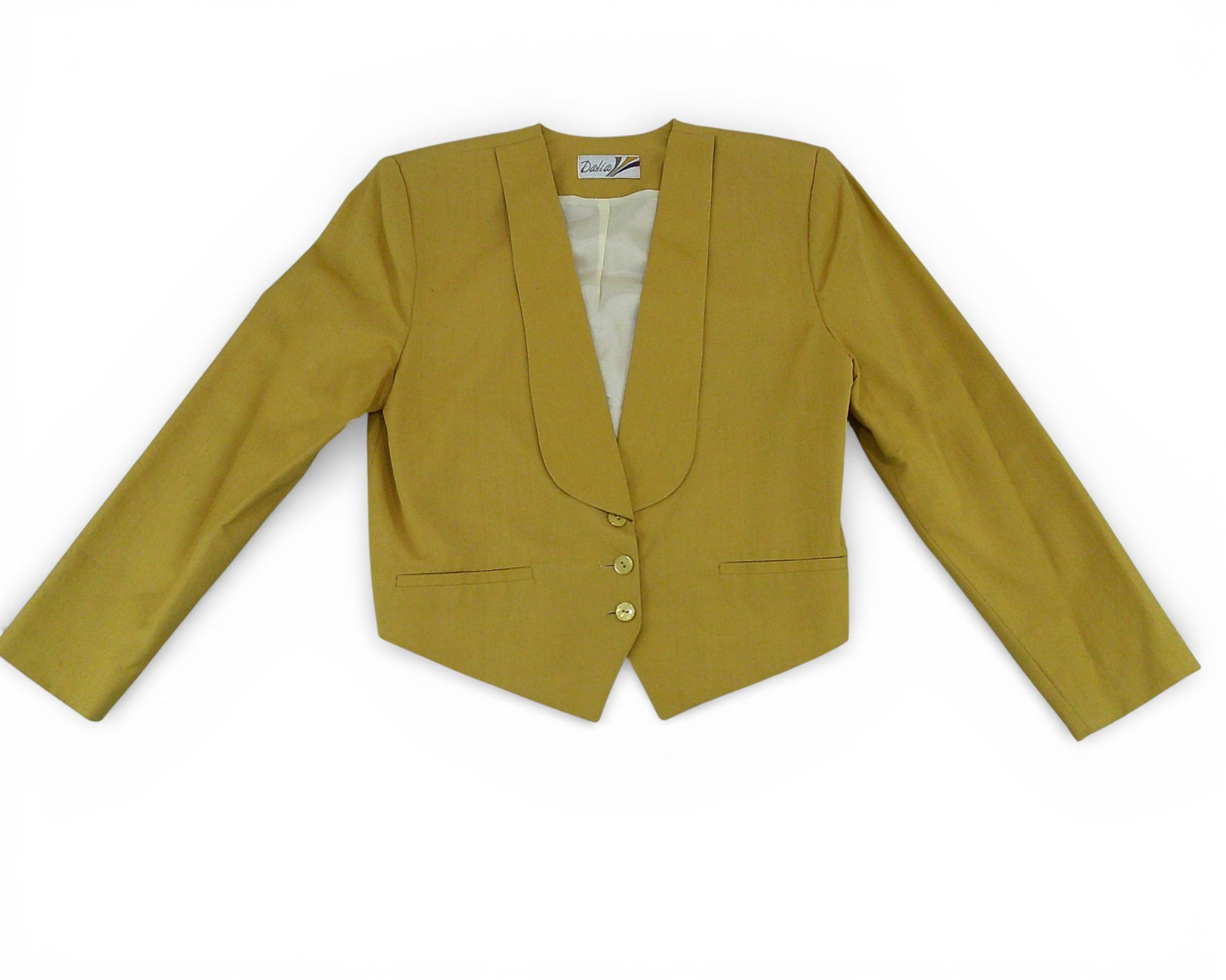 Dalia Vintage Cropped Blazer Womens Medium Mustard Yellow 80s Structured Retro