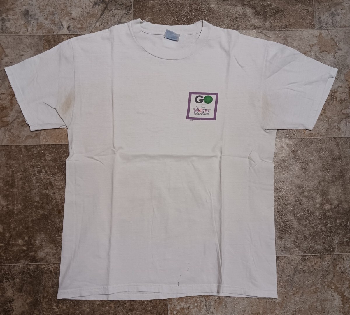 Rare 90’s Vintage Allegra Fexofenadine Drug Double-Sided Shirt Large 21″ x 29″
