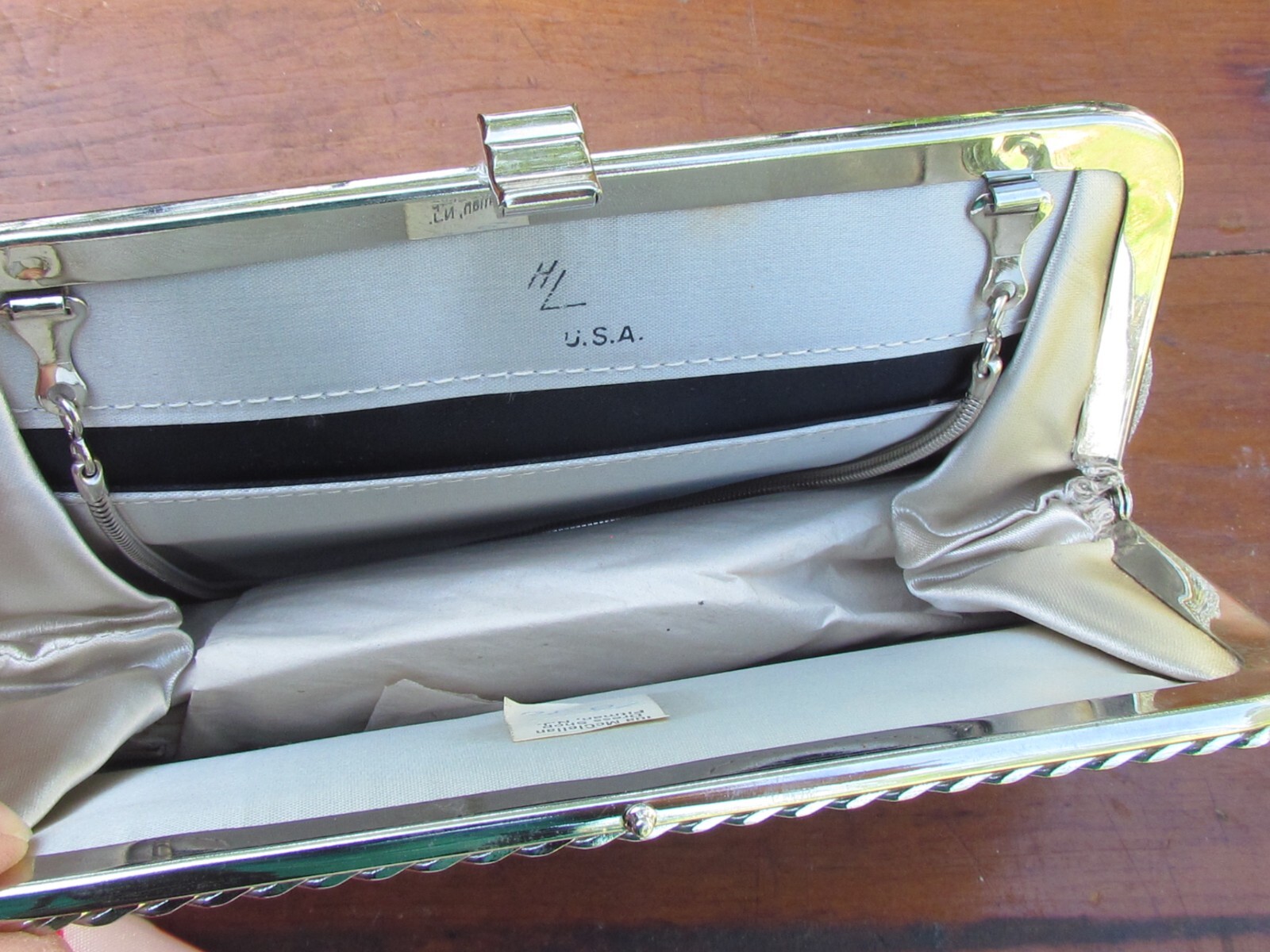 Vintage HL USA Harry Levine Silver Sparkle Clutch Purse Wedding Party New Year’s