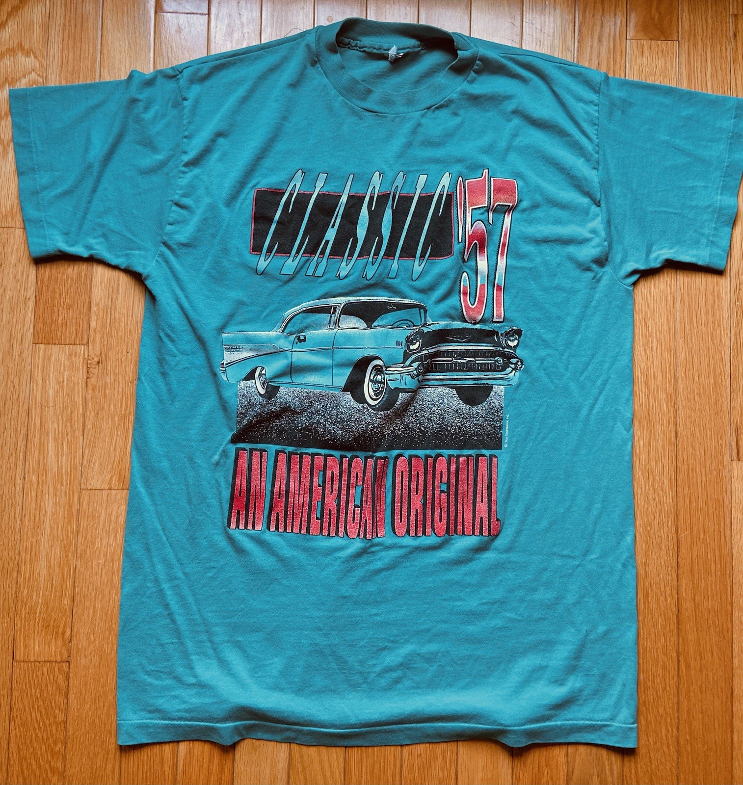 Vintage Fifties 50s Classic 57 Car Show Hot Rod Single Stitch Shirt 80s XL Sun